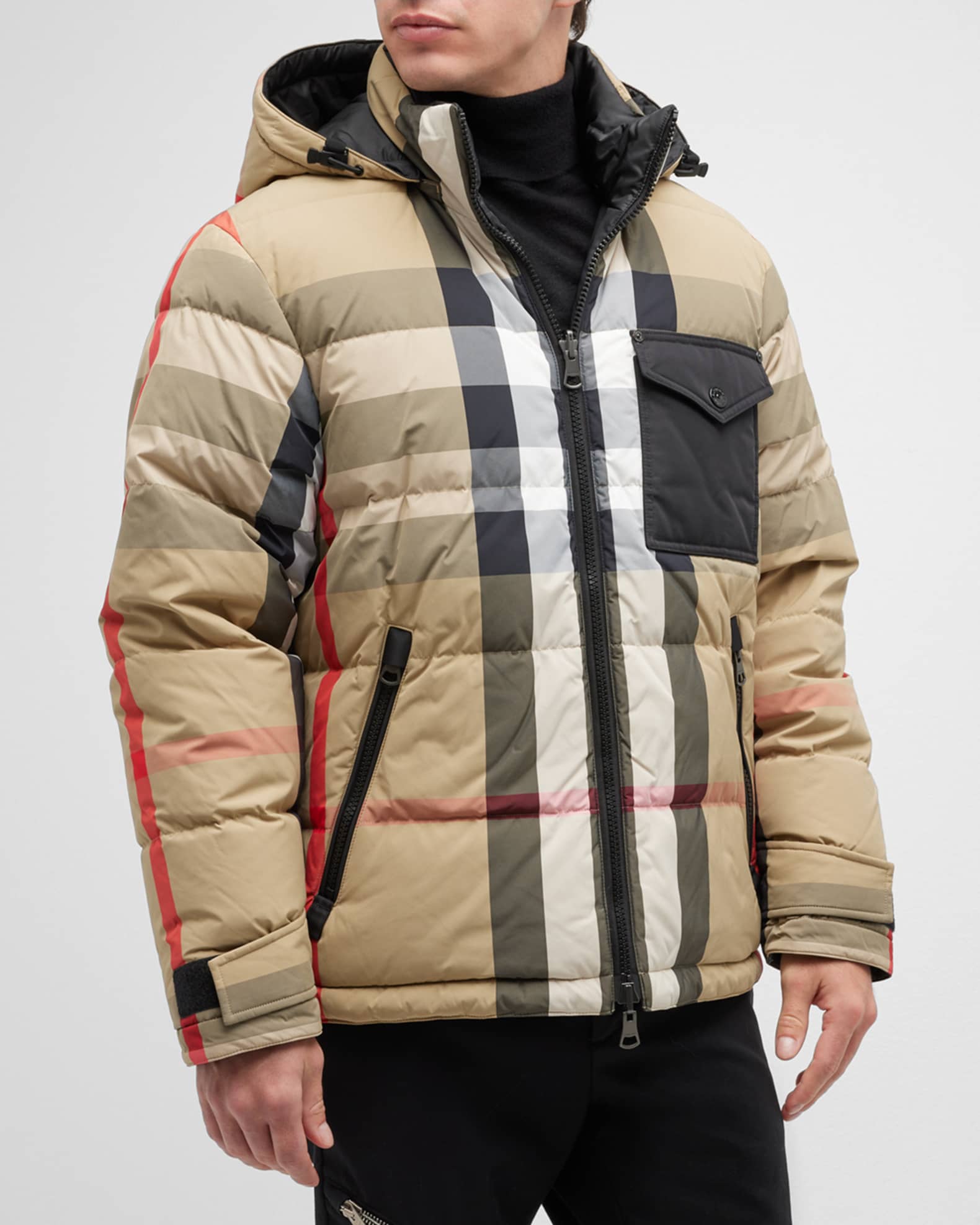 Burberry Men's Rutland Reversible Check Puffer Jacket | Neiman Marcus