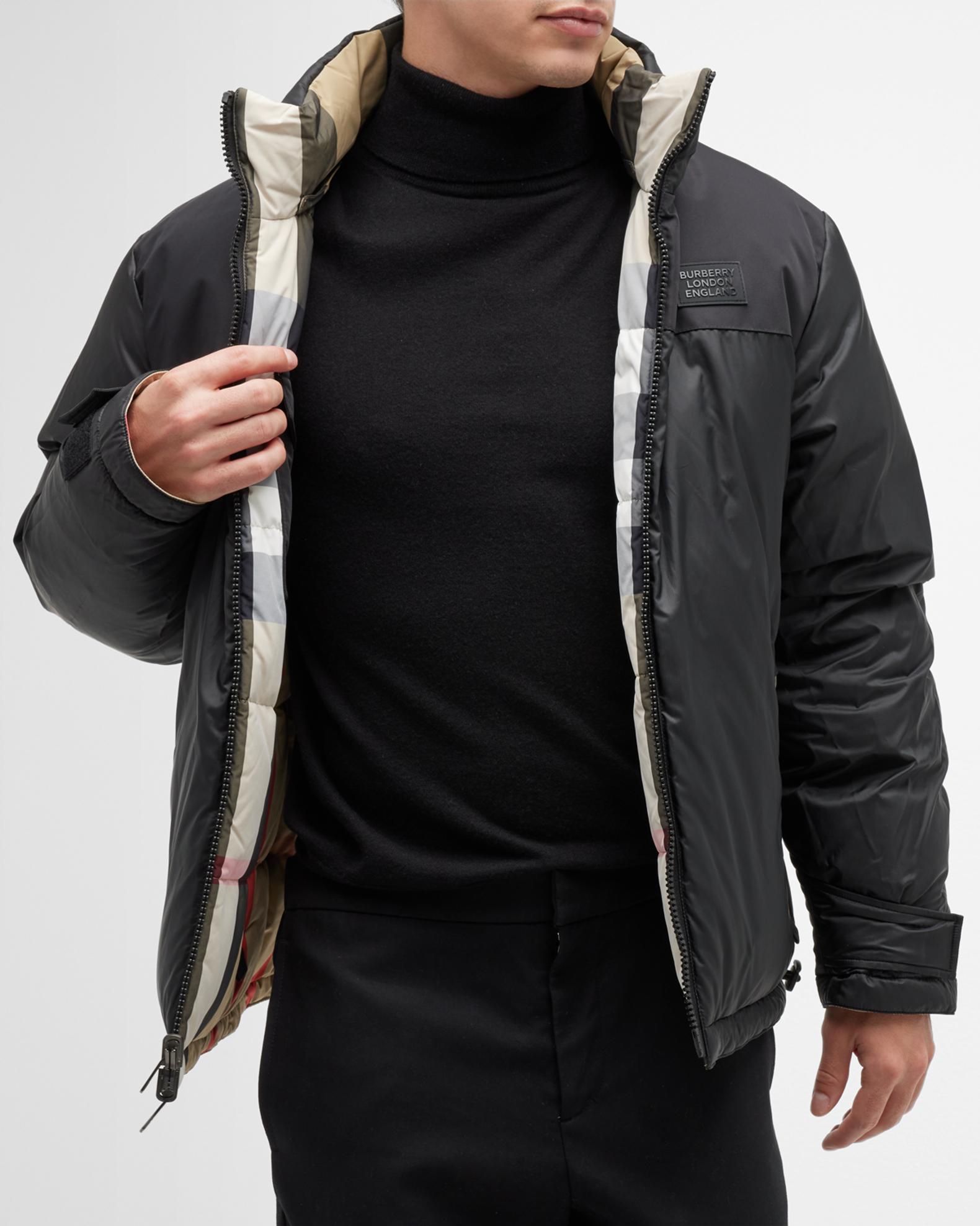 Burberry Men's Rutland Reversible Check Puffer Jacket | Neiman Marcus