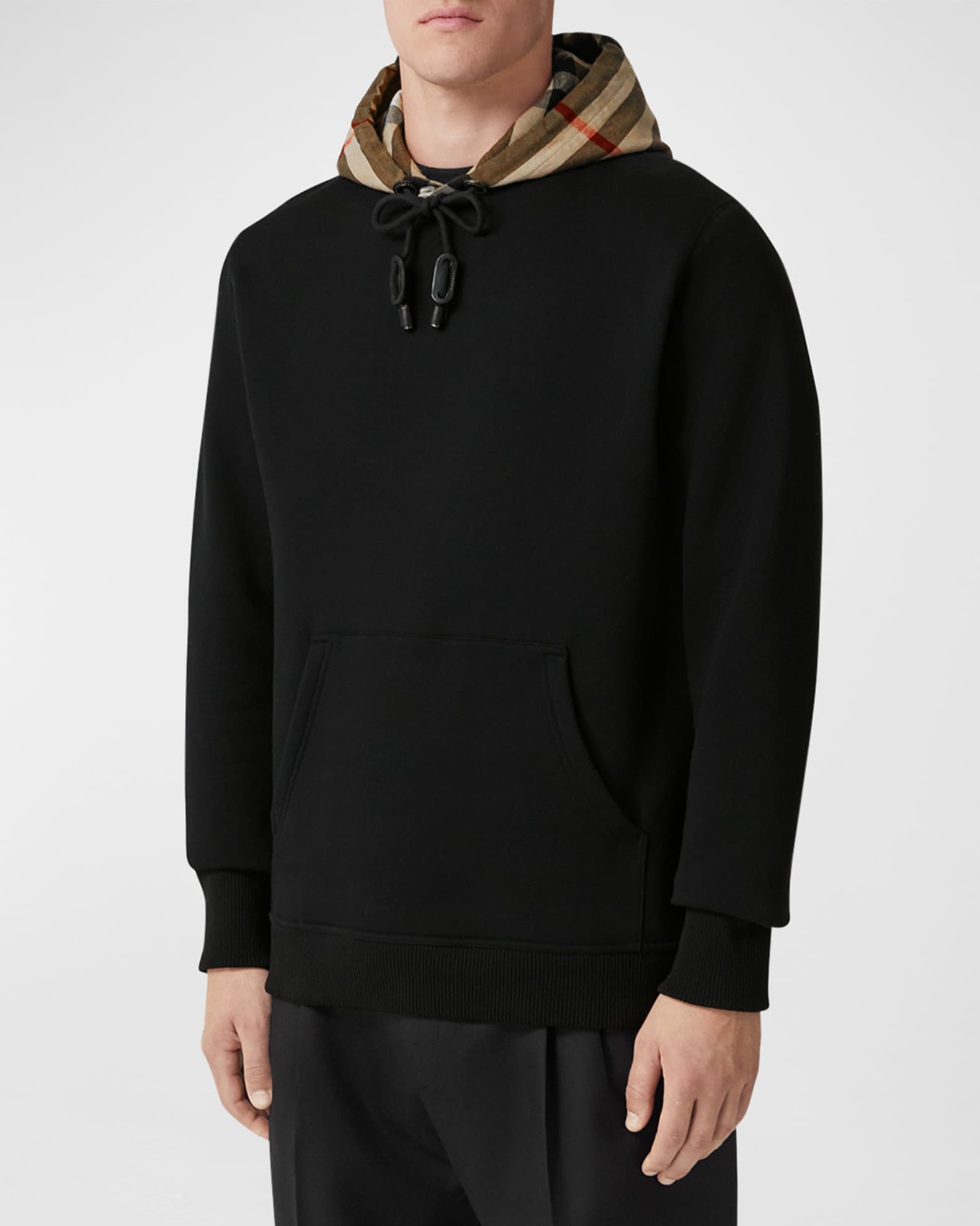 Burberry Men's Samuel Sweatshirt w/ Check Hood | Neiman Marcus