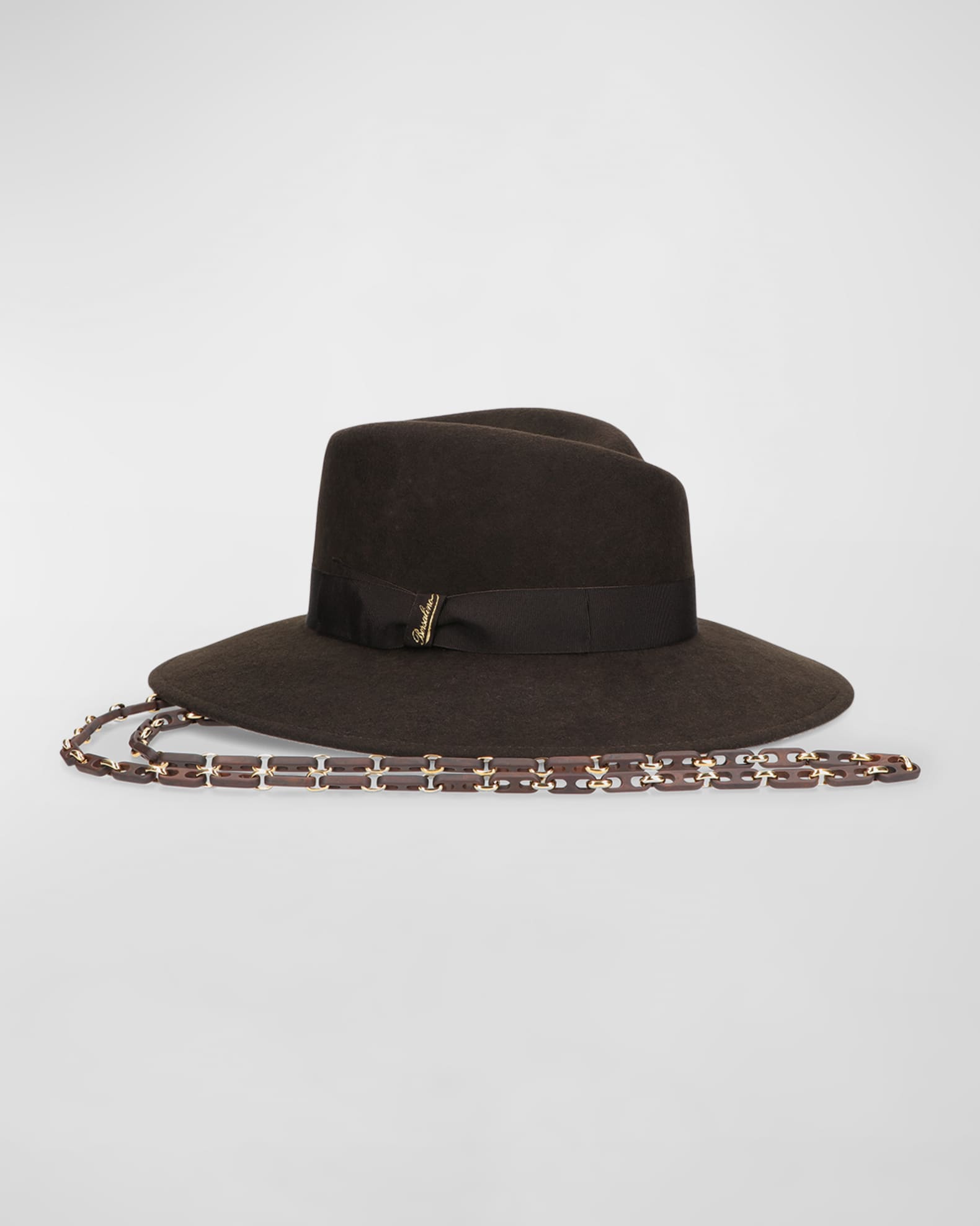 Borsalino Wool Felt Hat w/ Chain | Neiman Marcus
