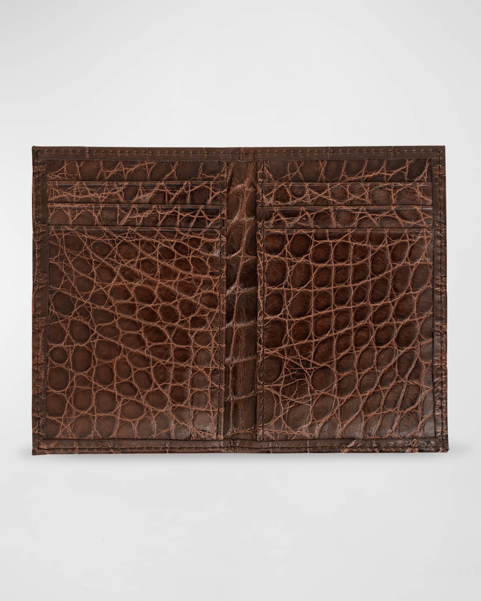 Abas Men's Glazed Alligator Leather Bifold Card Case | Neiman Marcus