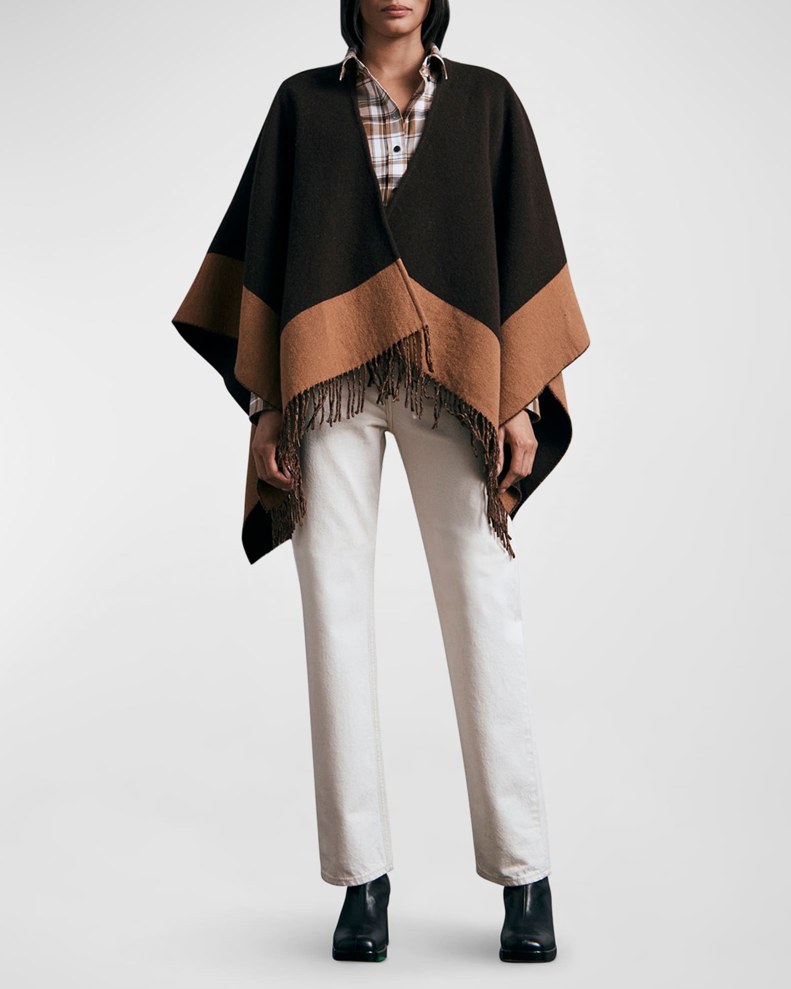 Rag & Bone Highlands Two-Tone Reversible Wool-Blend Poncho | Neiman Marcus