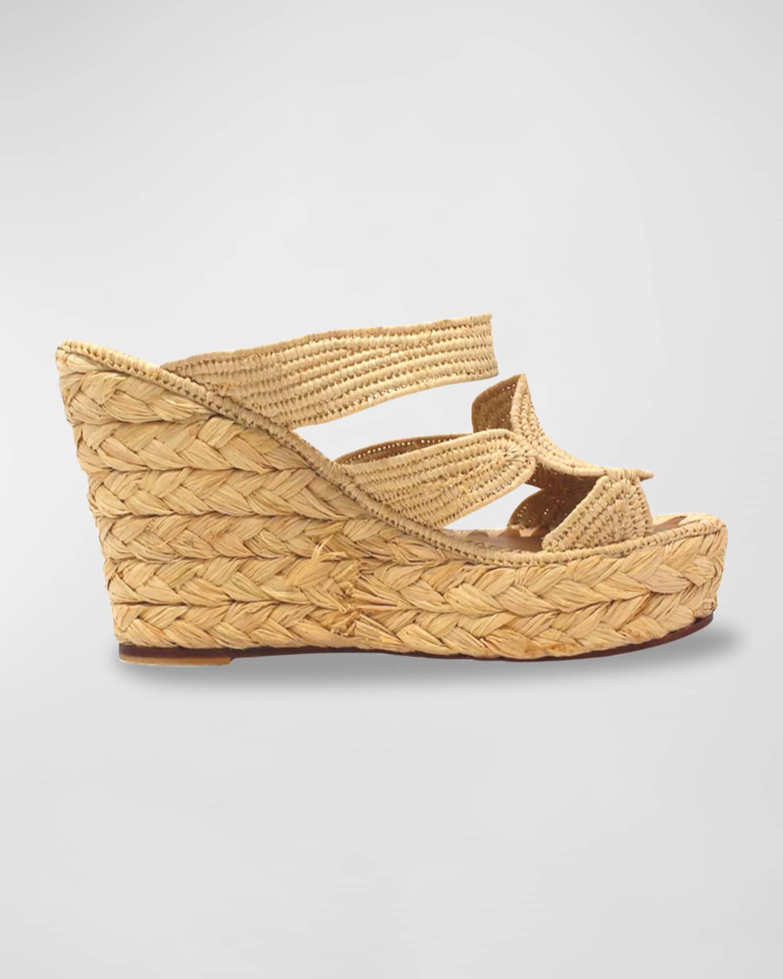 Carrie Forbes Cello Raffia Wedge Sandals Neiman Marcus