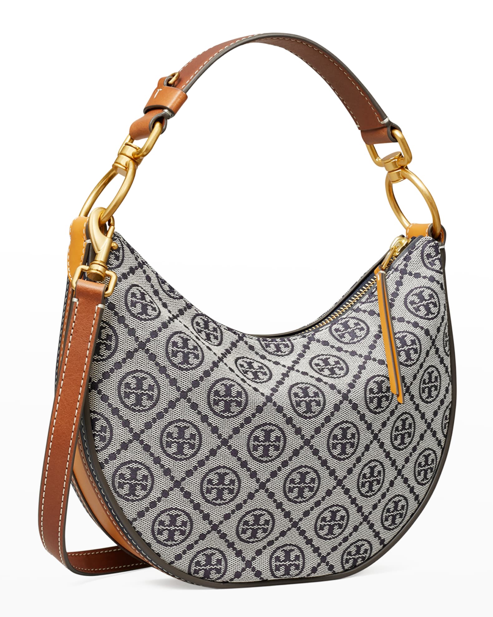 Tory Burch T Monogram Jacquard Mini Crescent Crossbody Bag Neiman Marcus
