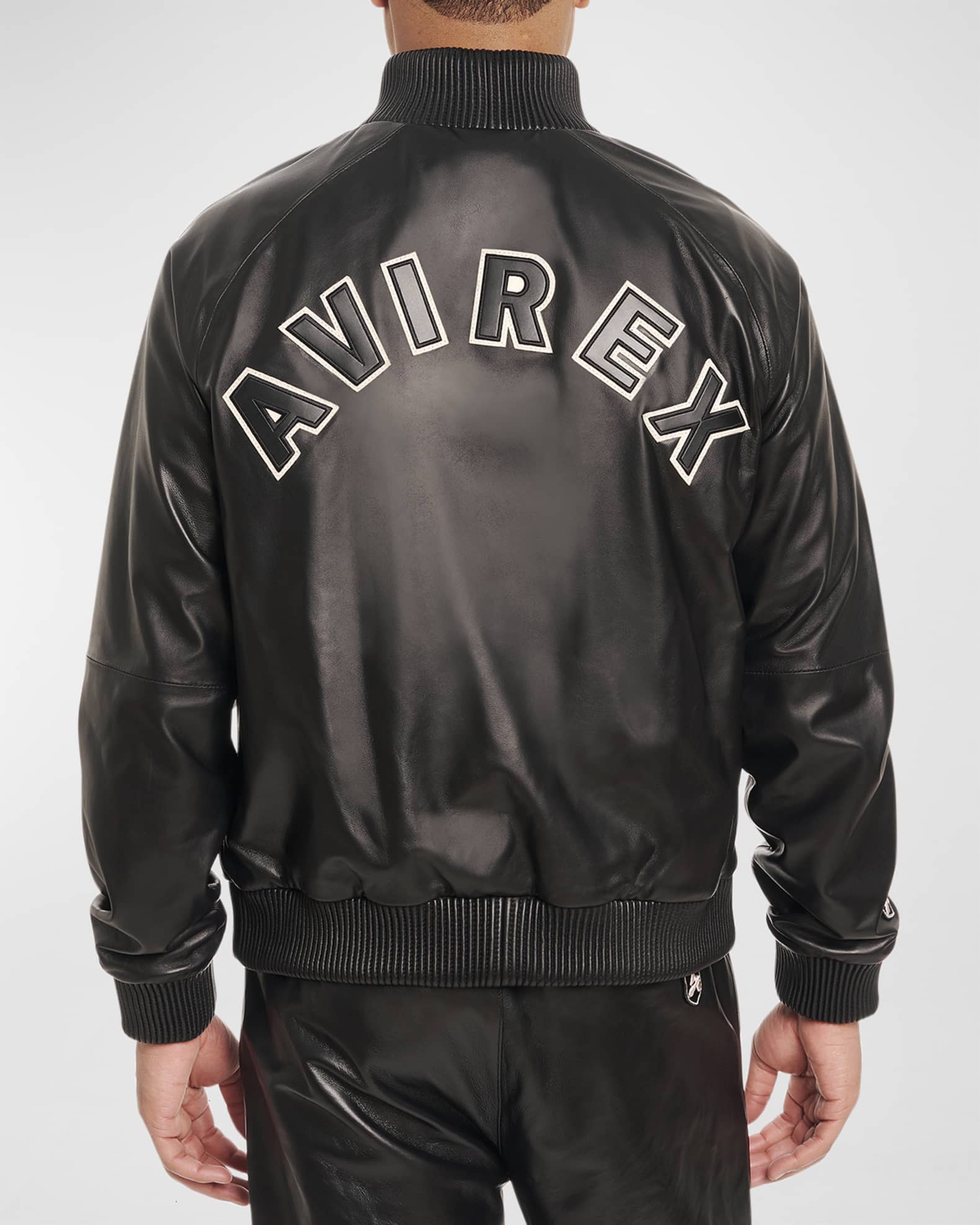 Men's Leather Logo Track Jacket