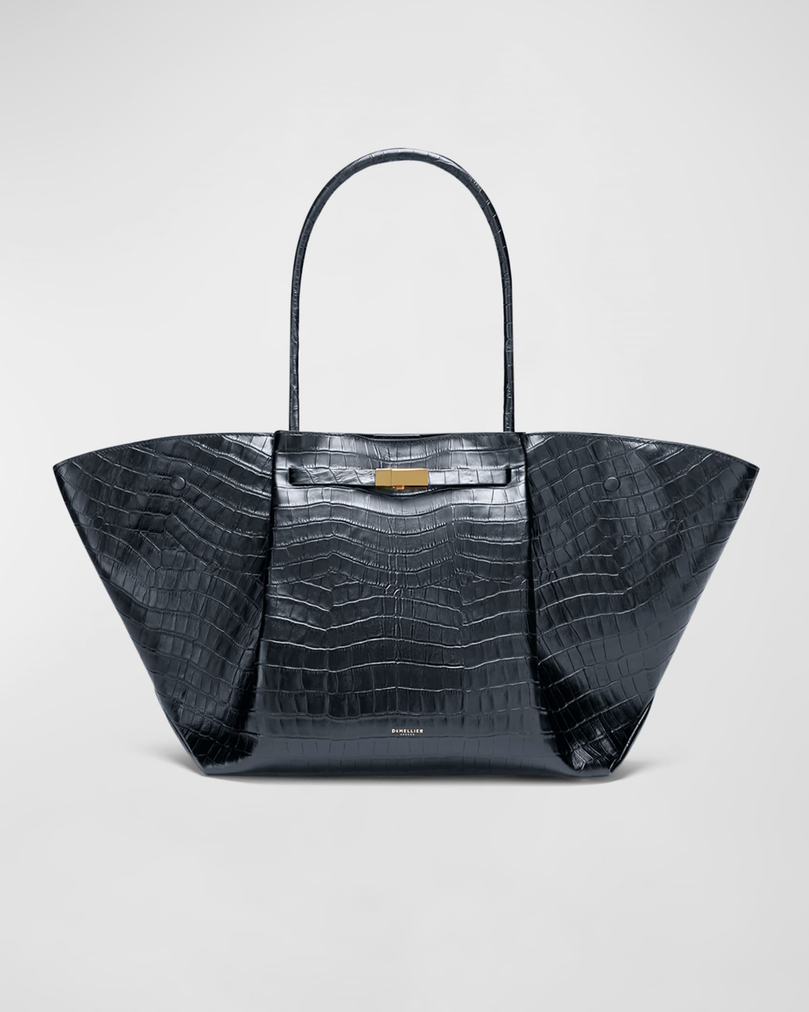 Zip Front Square Bag Crocodile Embossed