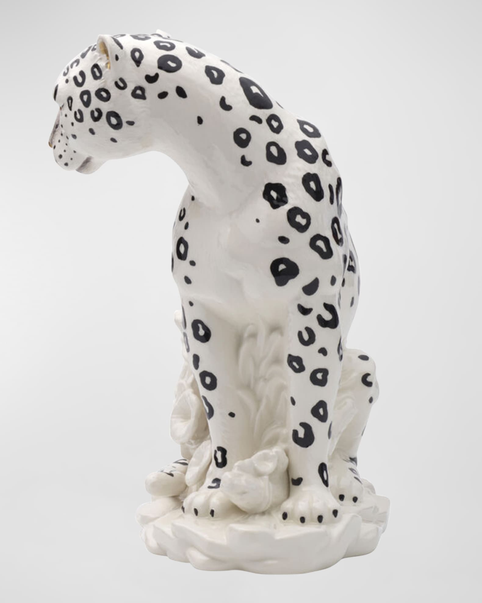 Fitz and Floyd Fitz & Floyd Villa Palm Leopard Ceramic Figurine, 11.75  inch, White