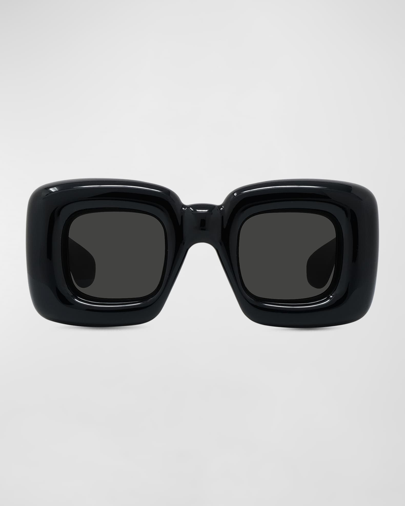 Rectangular-frame sunglasses in black injection