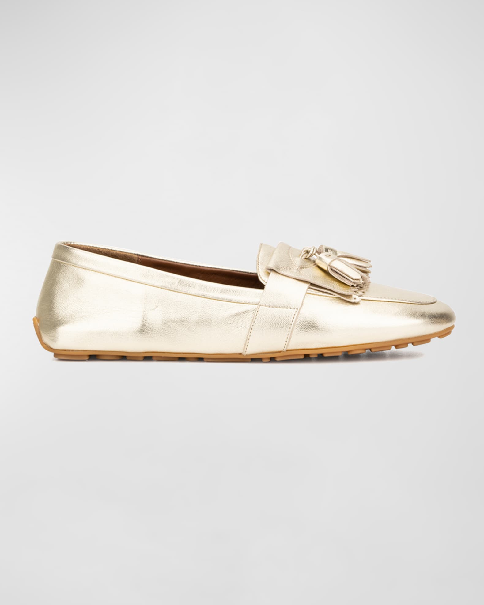 Aquatalia Quinna Metallic Kiltie Tassel Loafers | Neiman Marcus