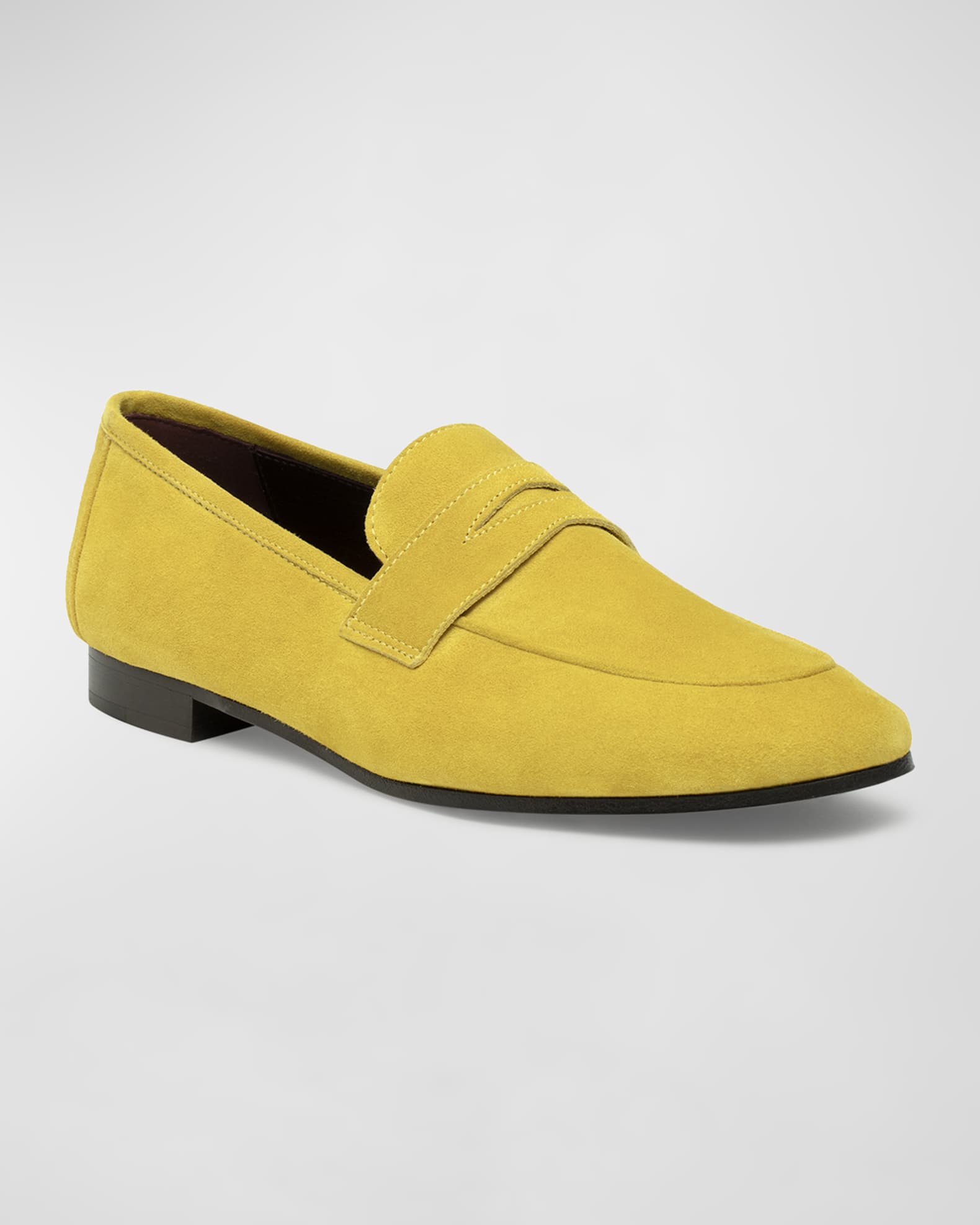 Bougeotte Suede Flat Penny Loafers Neiman Marcus