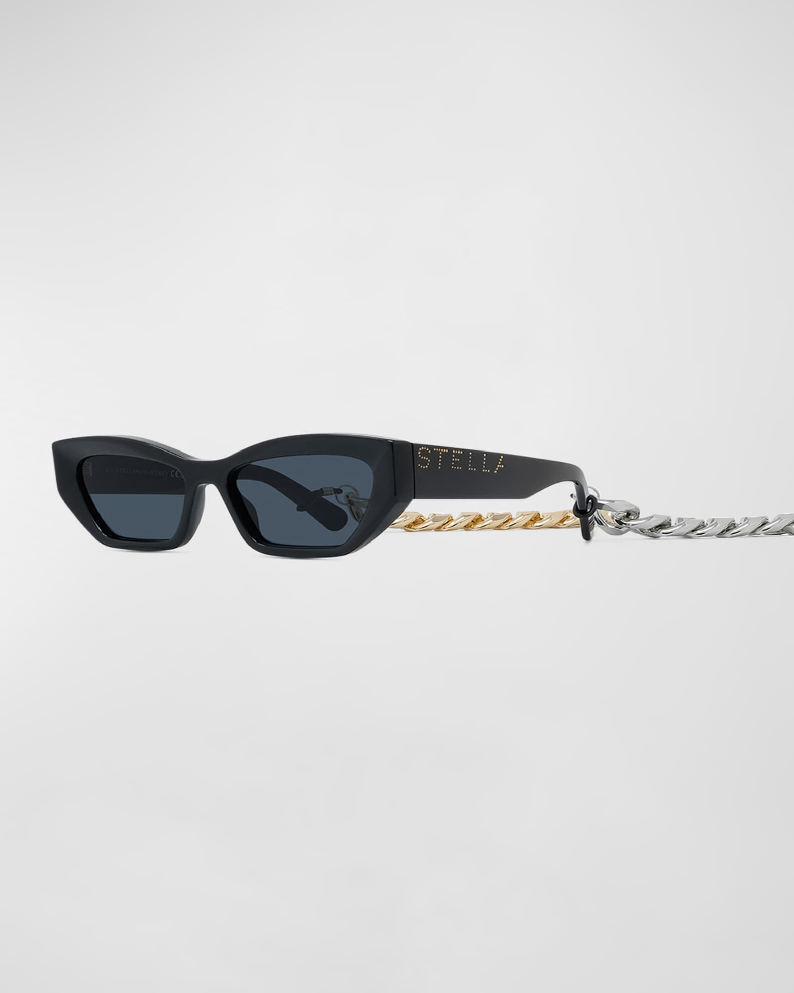 Stella McCartney Logo Acetate Butterfly Sunglasses With Falabella