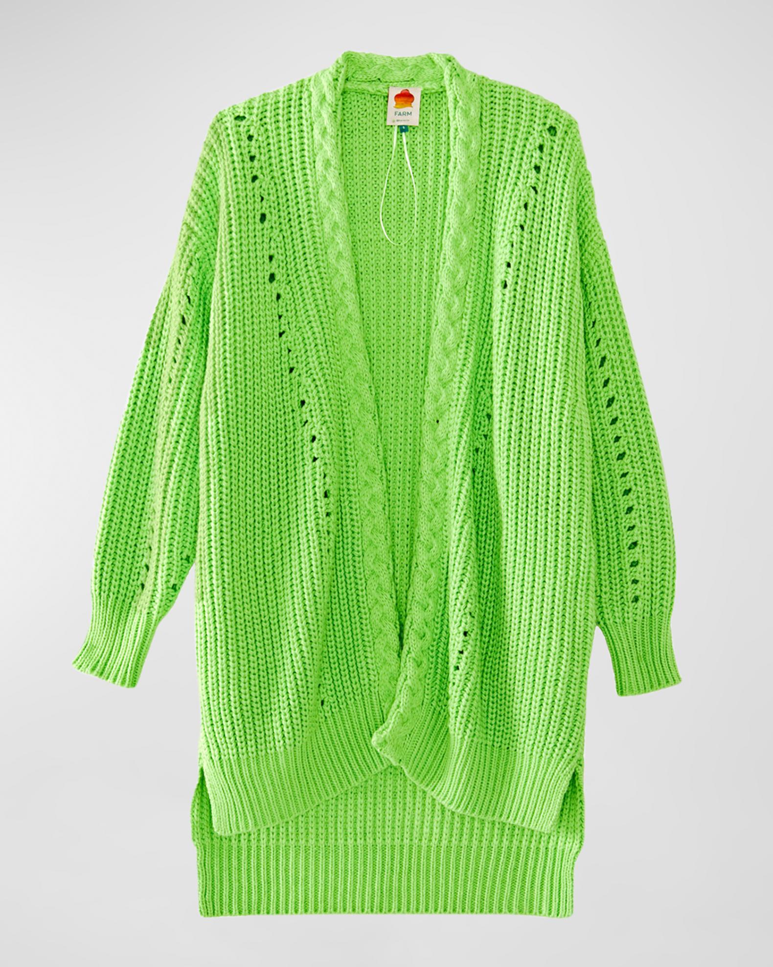 Farm Rio Open-Front Mixed-Knit Cardigan | Neiman Marcus