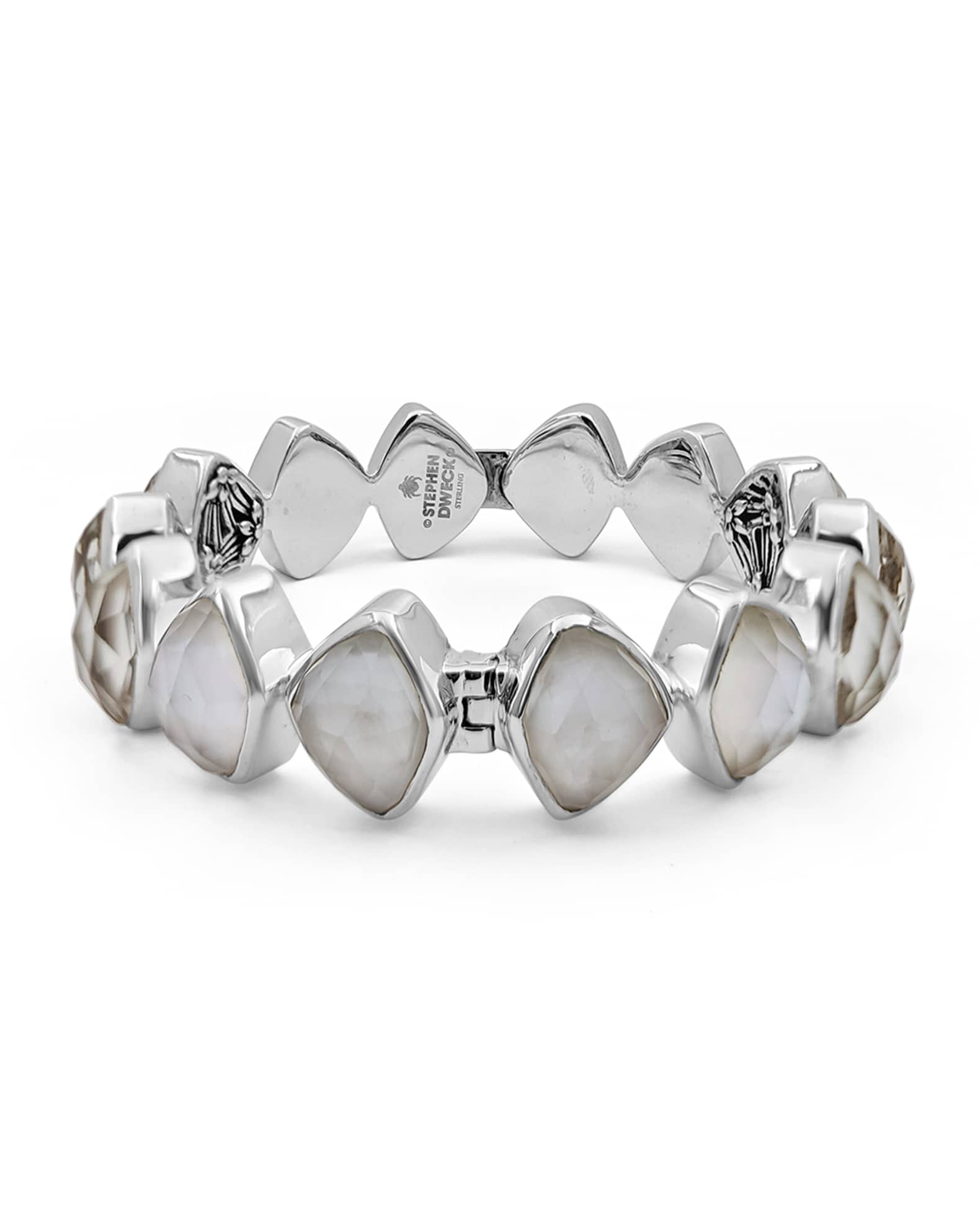 Stephen Dweck Faceted Natural Quartz, Mother-of-Pearl and Agate Bangle in  Sterling Silver