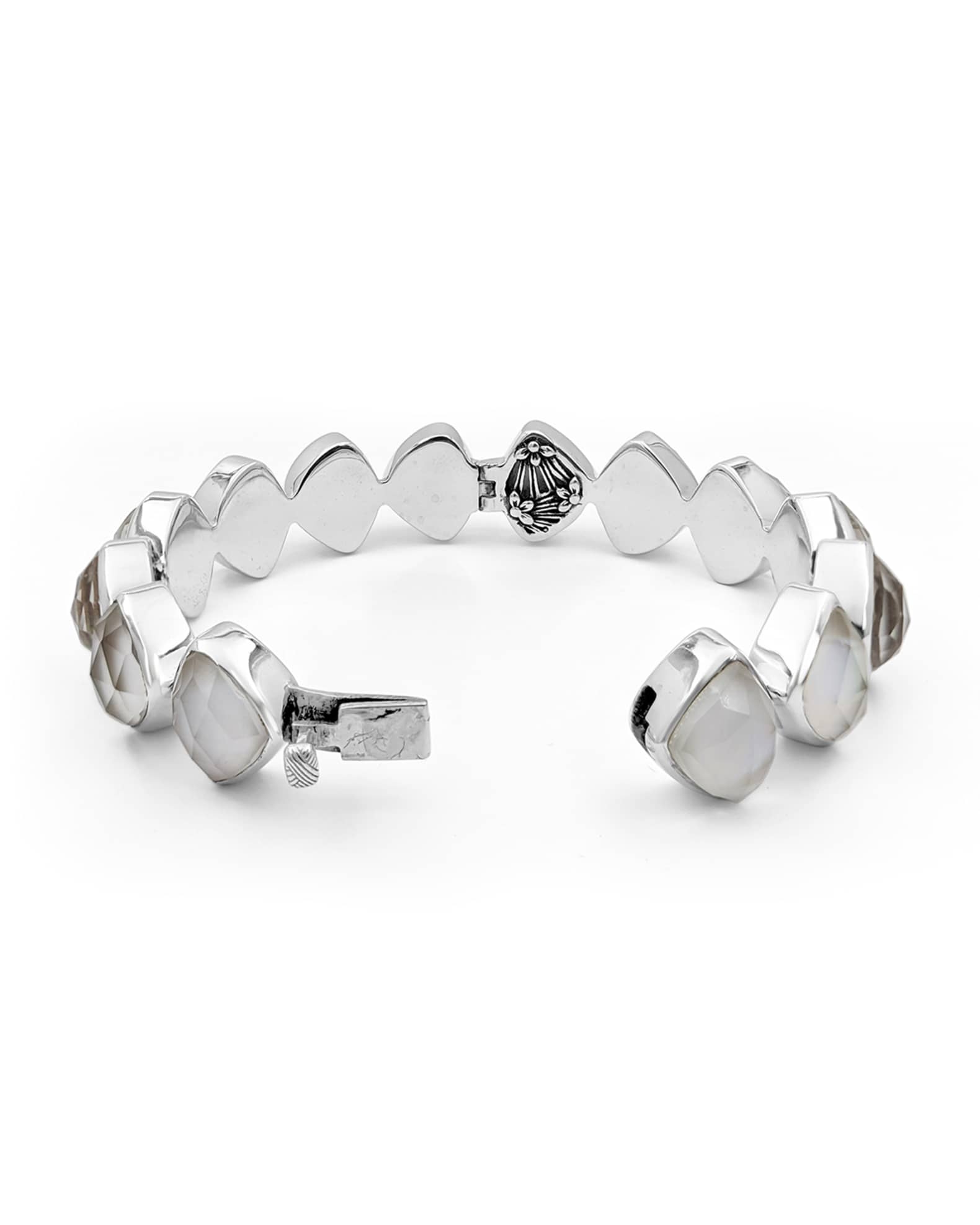 Stephen Dweck Faceted Natural Quartz, Mother-of-Pearl and Agate Bangle in  Sterling Silver