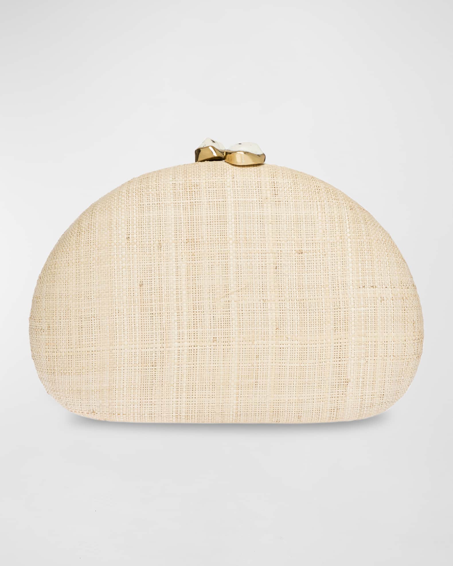 Rafe Berna Embroidered Palm Leaves Straw Clutch Bag | Neiman Marcus