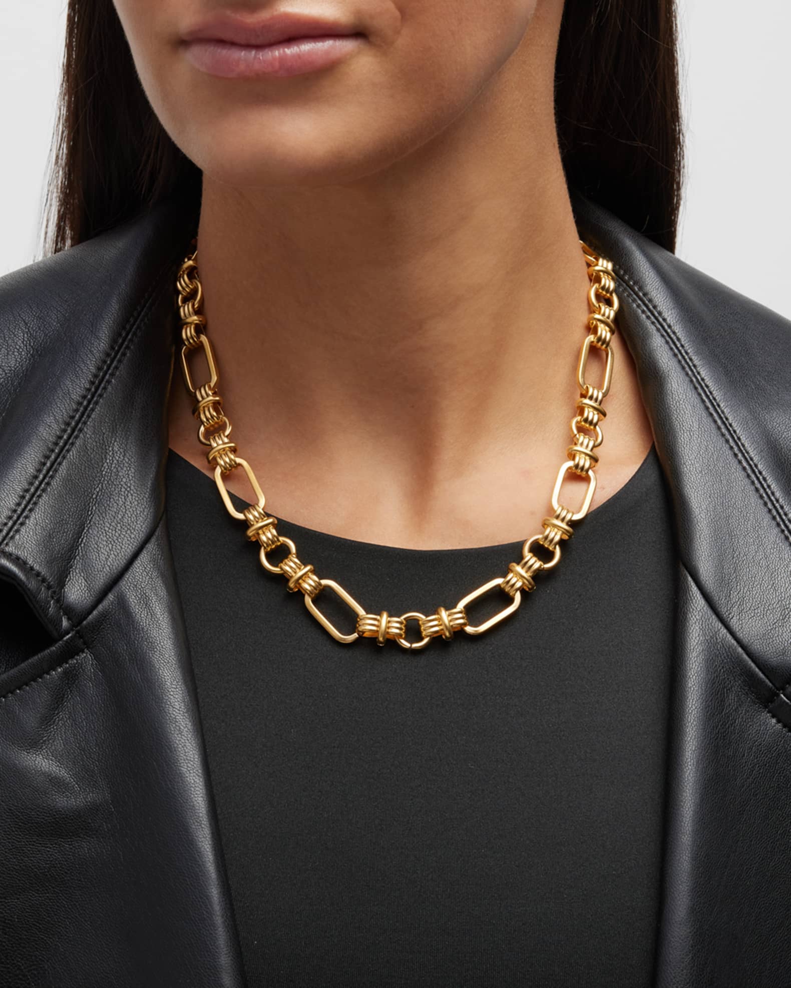 Nouveau Chain Smooth Link Necklace with Connectors 1