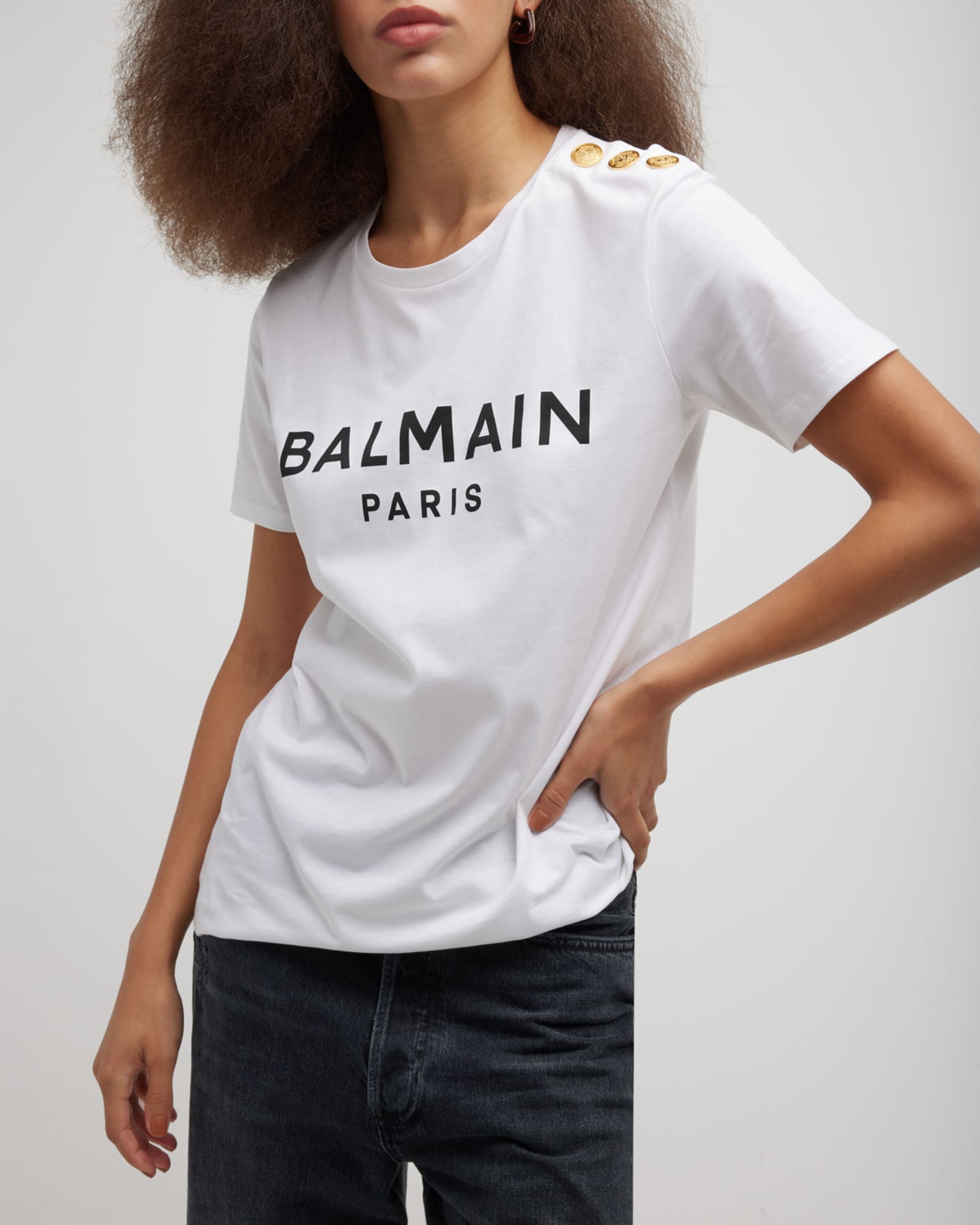 ★お求めやすく価格改定★ Balmain 3-Button Marcus Neiman | T-Shirt Logo Flocked トップス