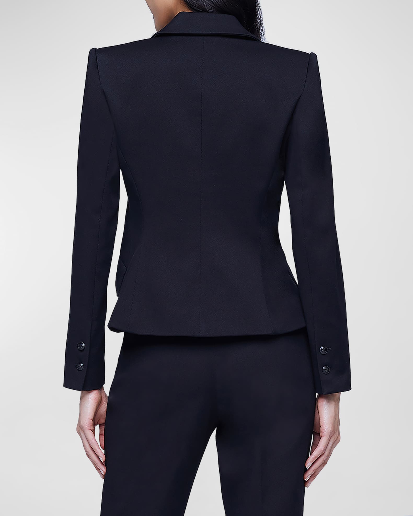 L'Agence Jennah Neutral Crinkle Twill Jacquard Blazer 1664TBV