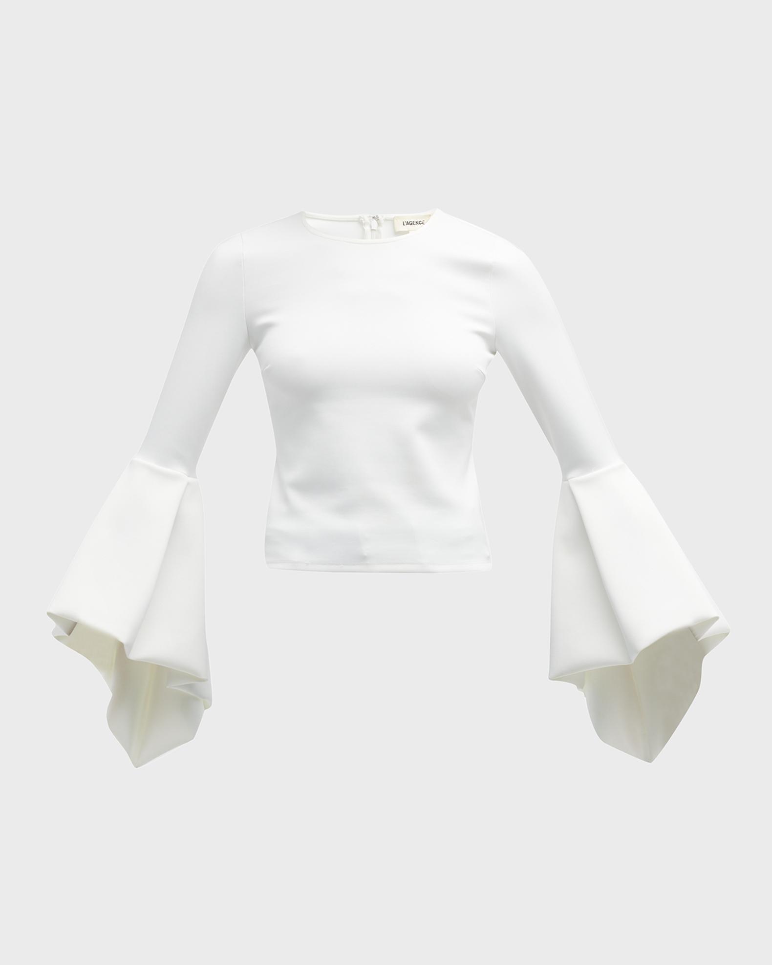 L'Agence Chase Ruffle-Sleeve Top | Neiman Marcus
