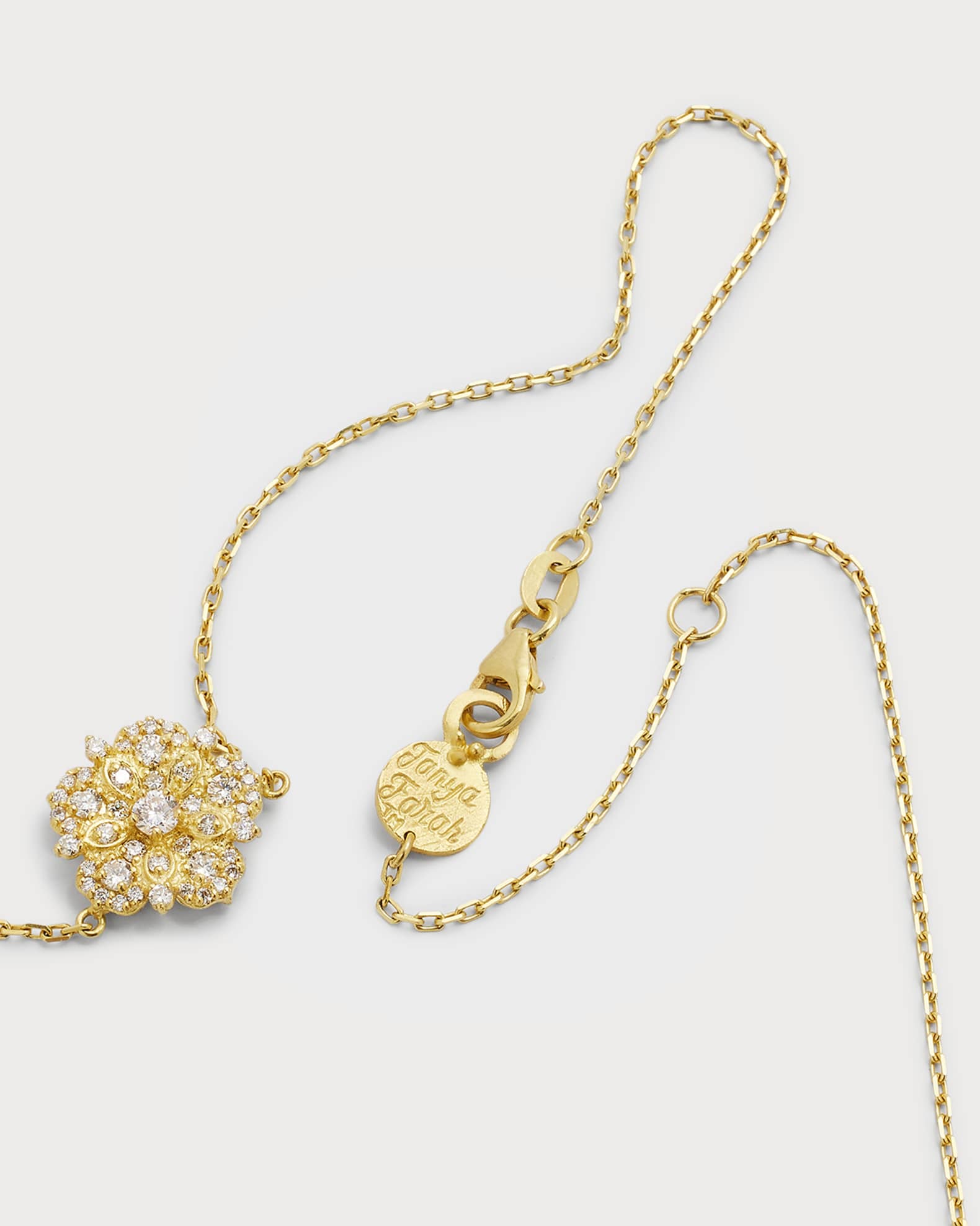 Tanya Farah 18K Yellow Gold Diamond 5Flower Station Necklace Neiman