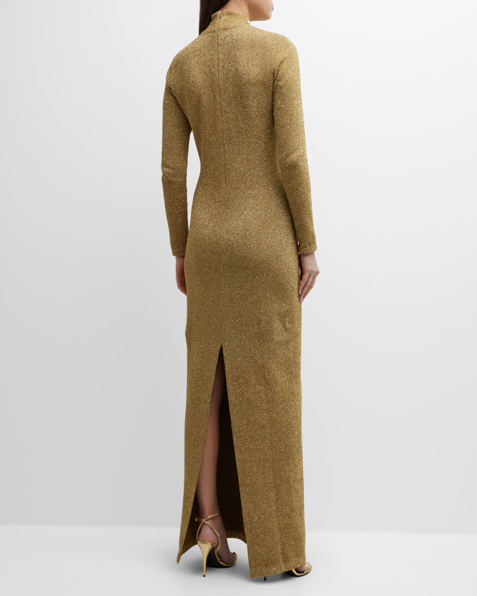 Carolina Herrera Turtleneck Metallic Knit Gown Neiman Marcus