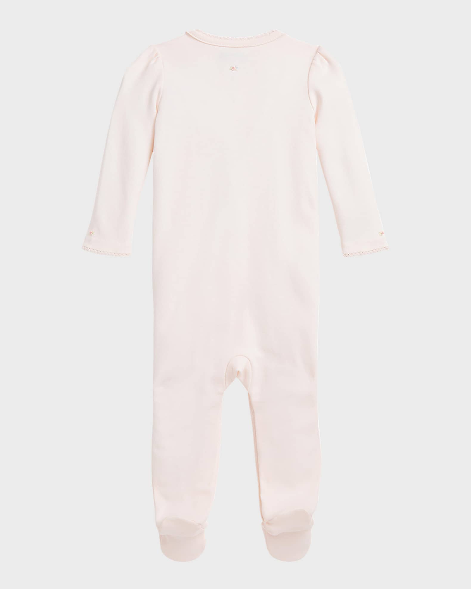 Girl's Embroidered Flowers Footie, Size 3M-9M 1