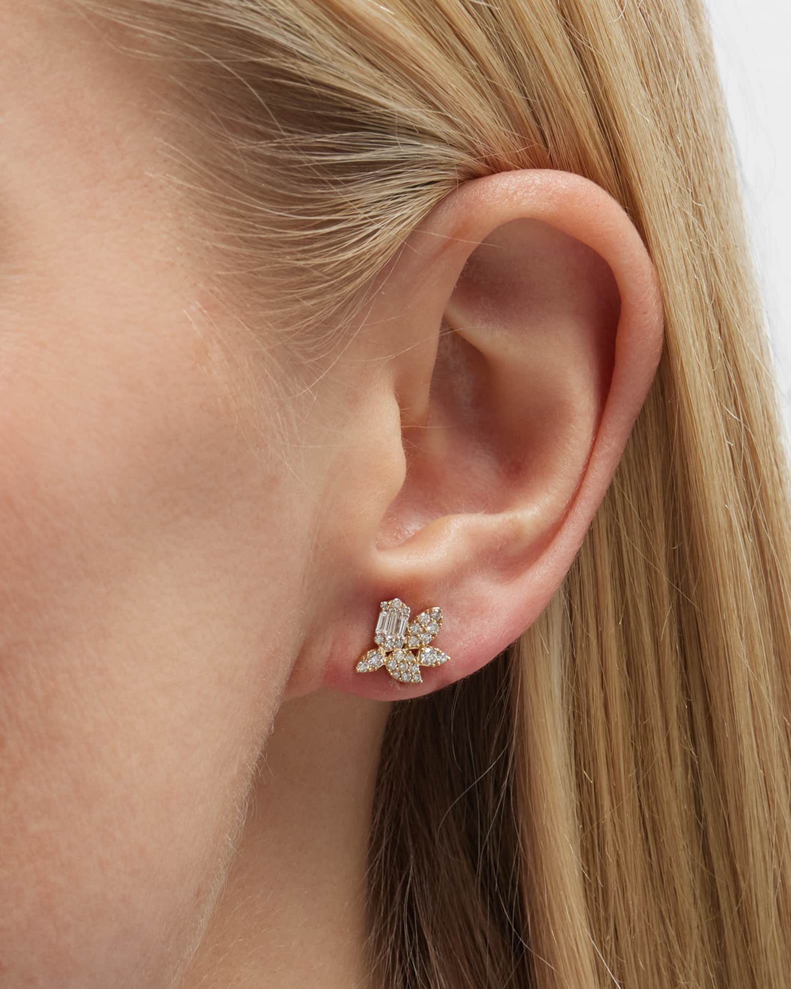 18K Yellow Gold Callie Lotus Diamond Stud Earrings 1