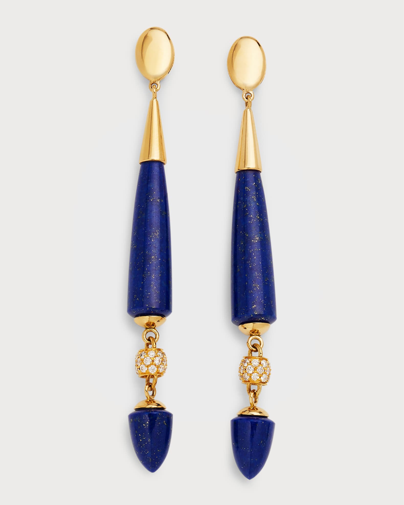 18K Yellow Gold Suzannah Earrings with Lapis Lazuli and Diamonds 0