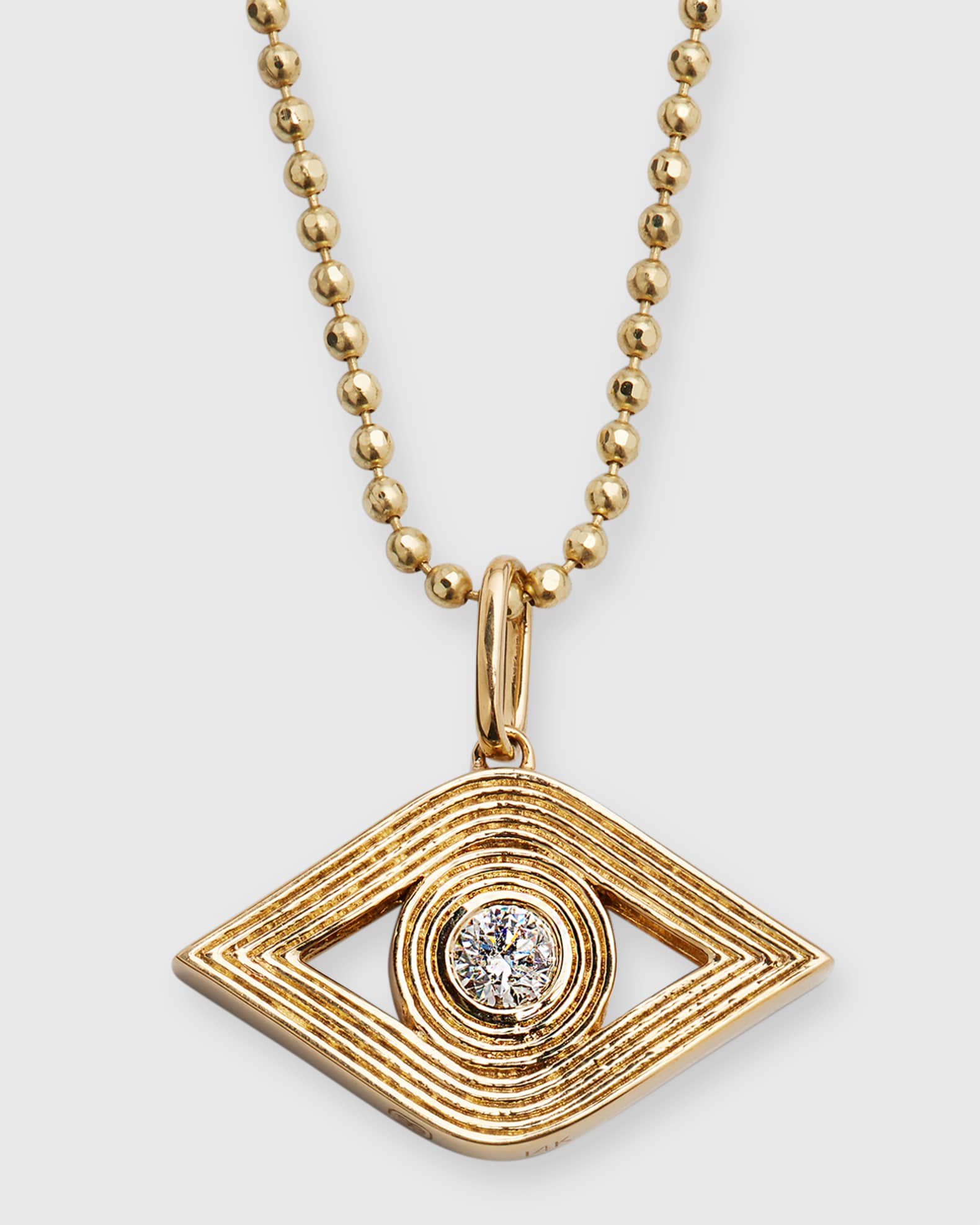 Fluted Evil Eye Diamond Pendant Necklace 0