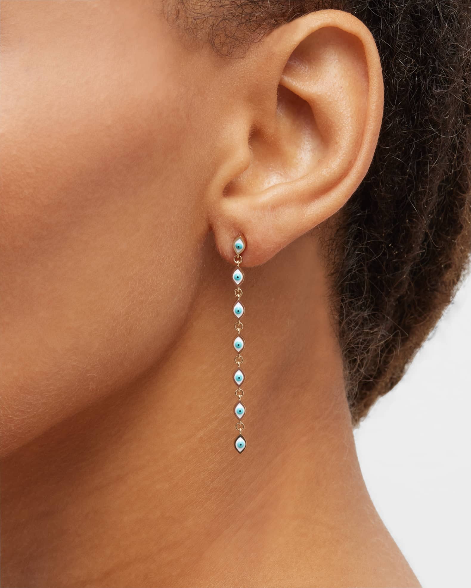 14K Linked Enamel Drop Earrings 1