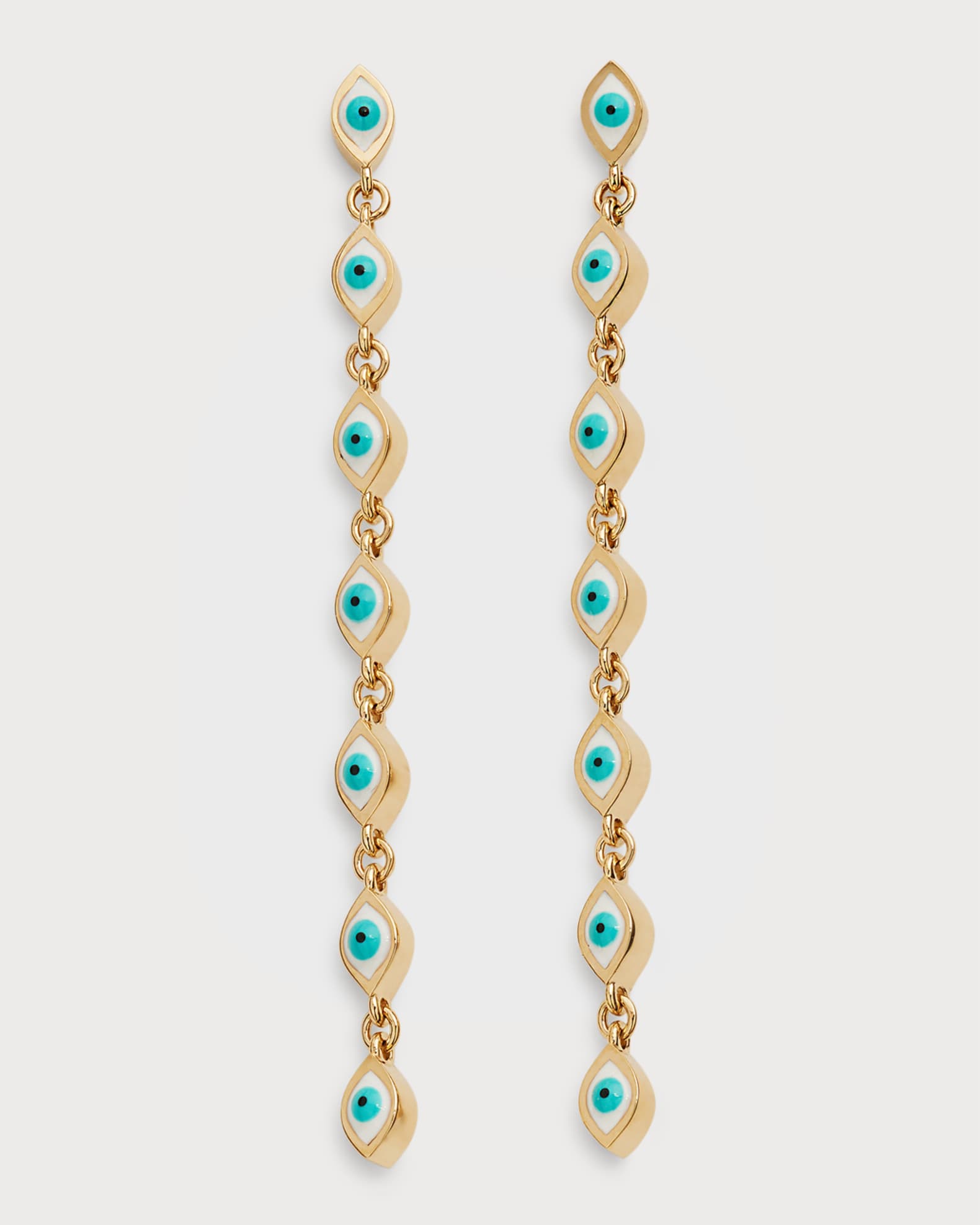 14K Linked Enamel Drop Earrings 0
