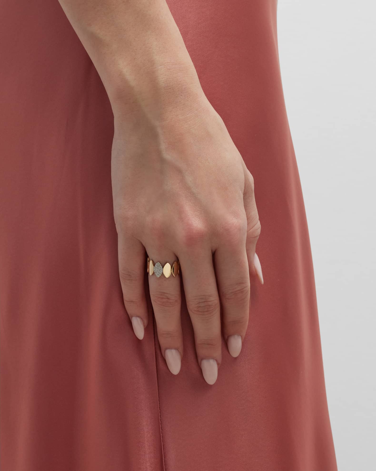 14K Gold Pure Eye Band Ring with Diamonds 1