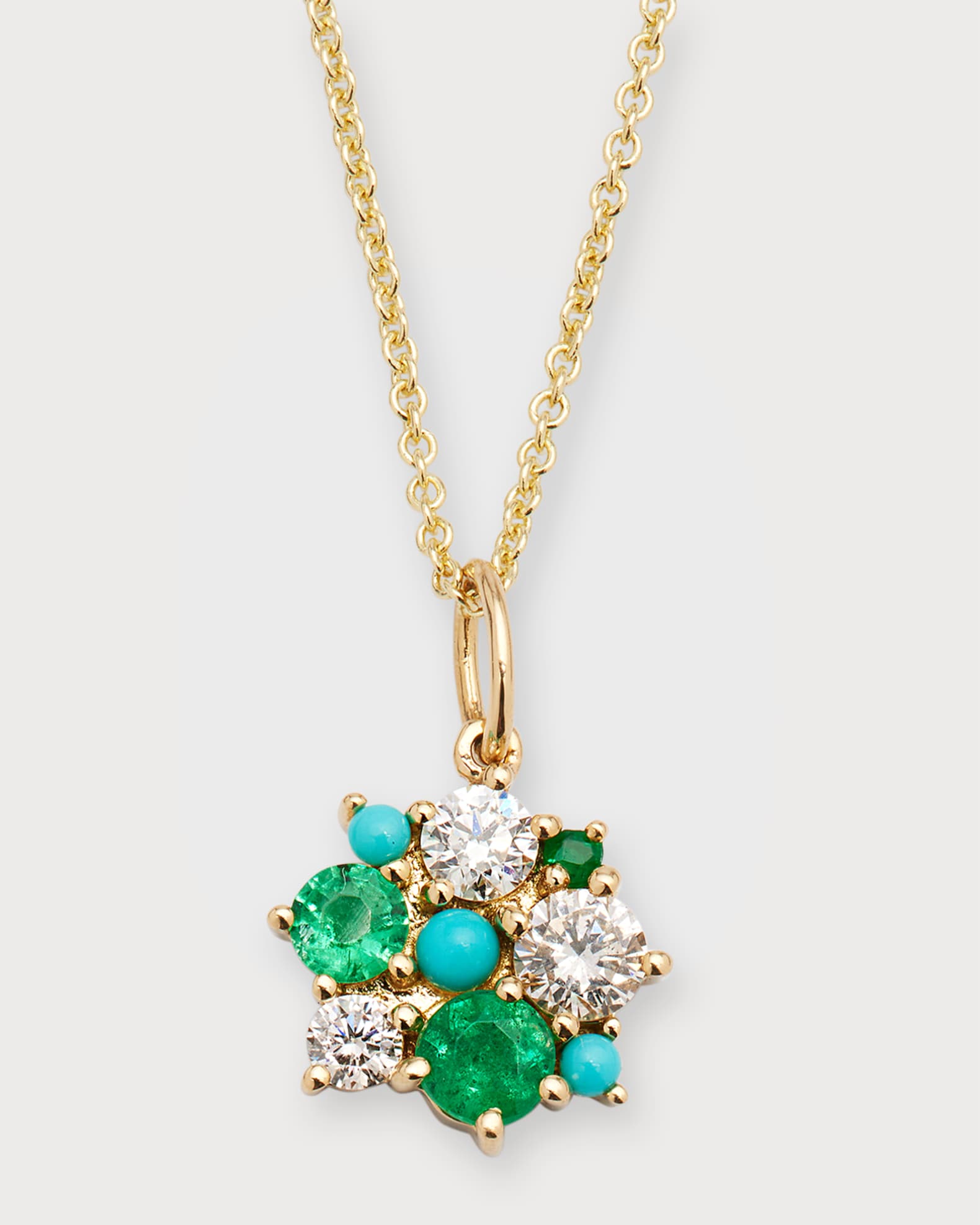 Diamond, Emerald & Turquoise Tiffany Chain Necklace 0