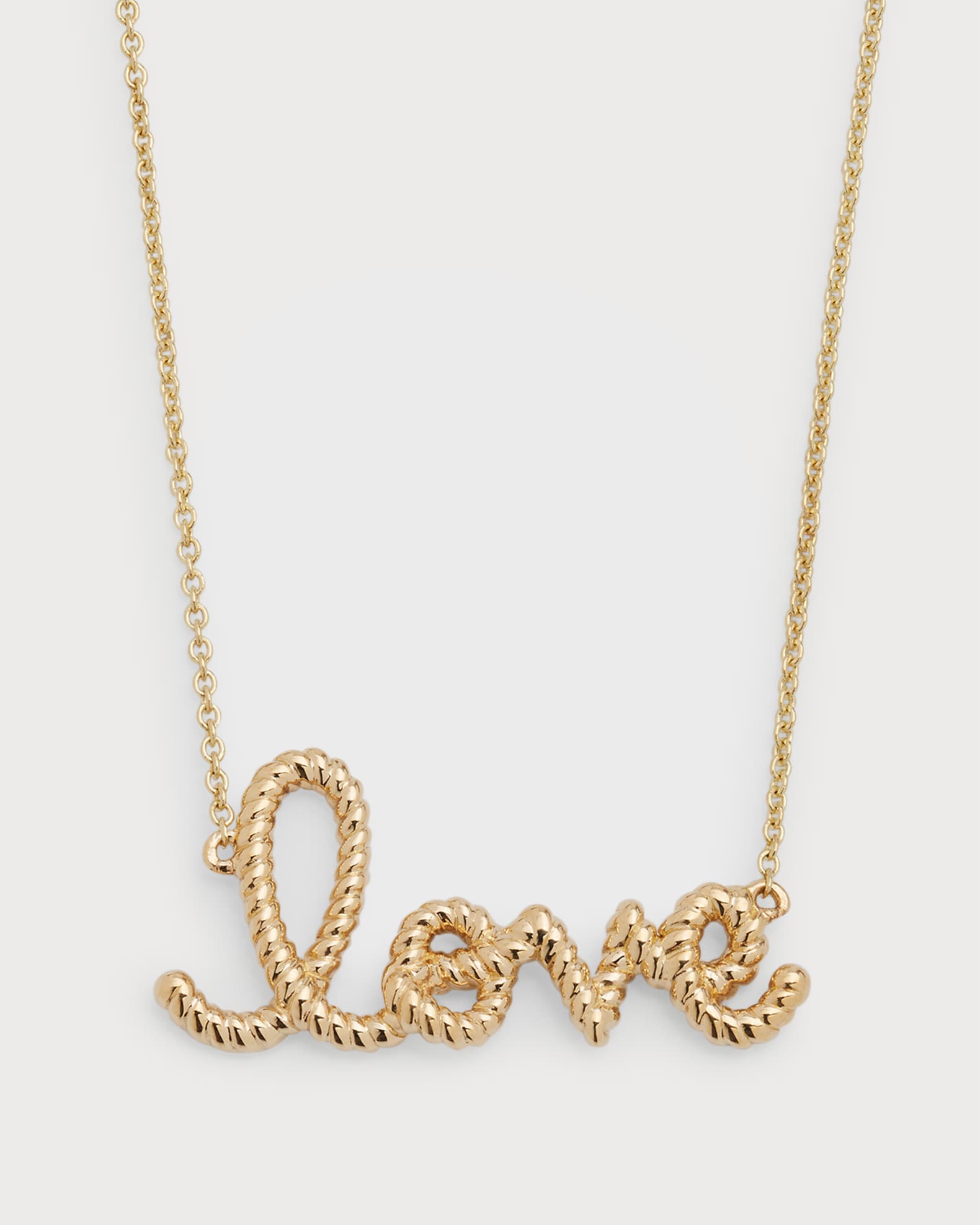 14K Yellow Gold Medium Rope Love Pendant Necklace 0