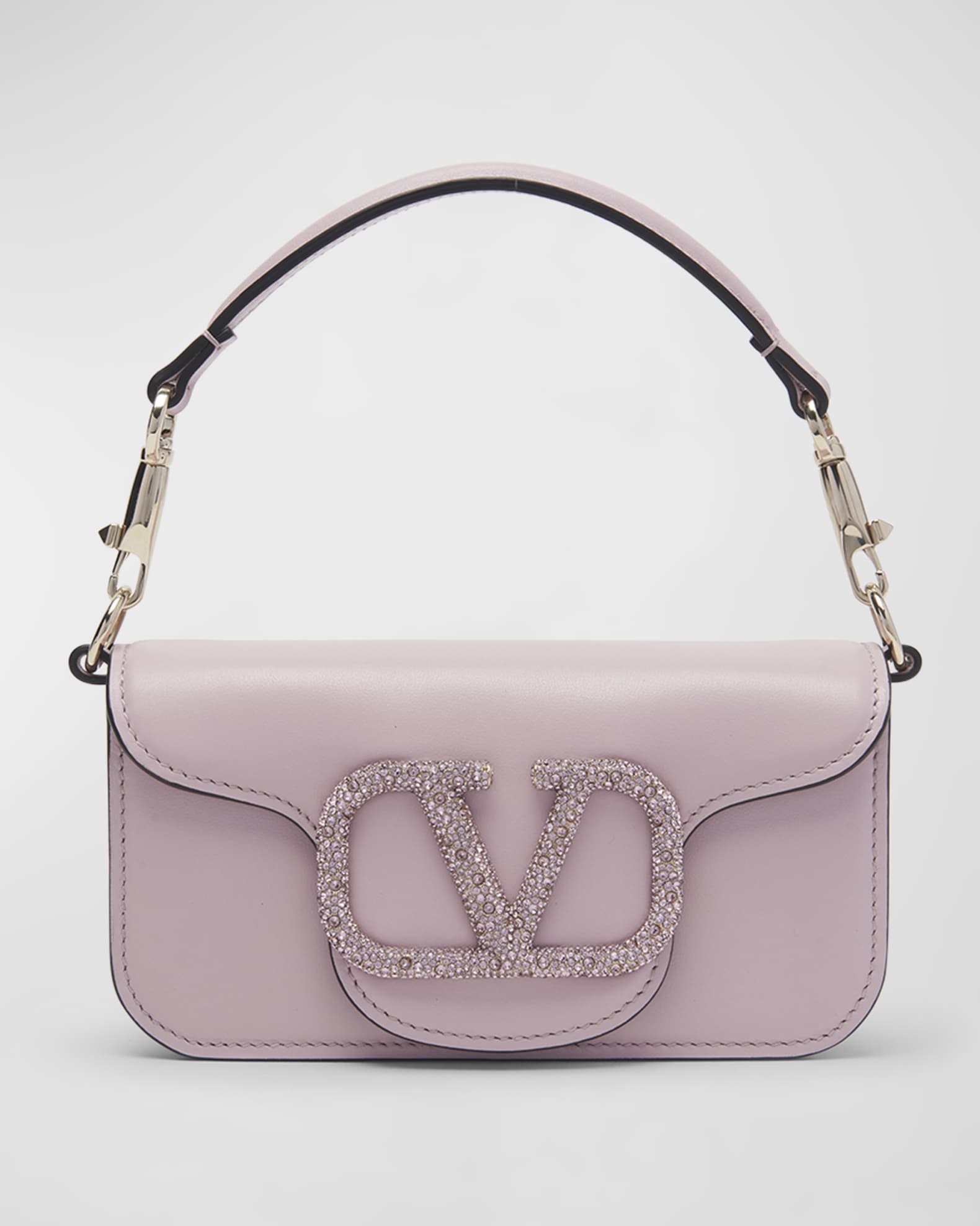 V Sling Small Embellished Tote Bag in Pink - Valentino Garavani