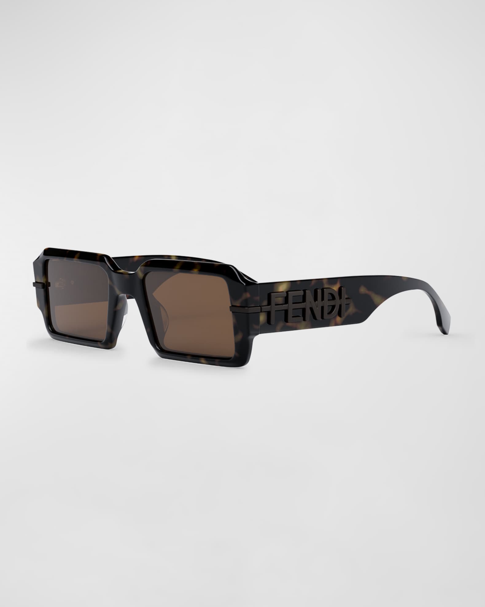 Fendi Men's Raised Logo Rectangle Sunglasses | Neiman Marcus