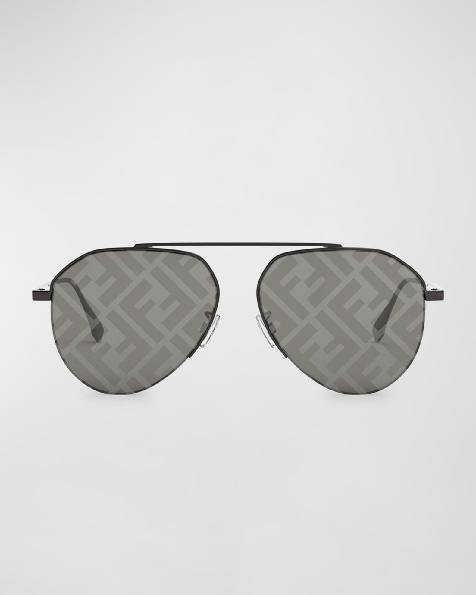 Fendi Men s Monogram Lens Metal Aviator Sunglasses Neiman Marcus