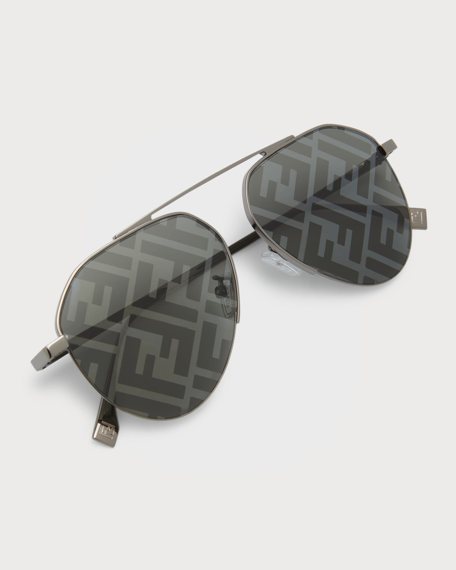 Fendi Men s Monogram Lens Metal Aviator Sunglasses Neiman Marcus