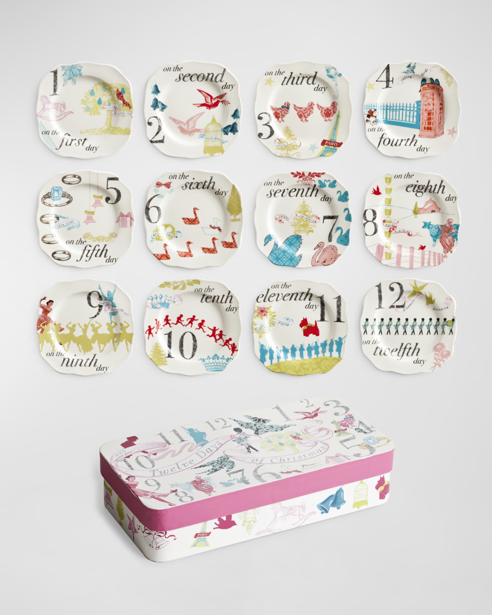 Rosanna 12 Days of Christmas Appetizer Plates, Set of 12 Neiman Marcus