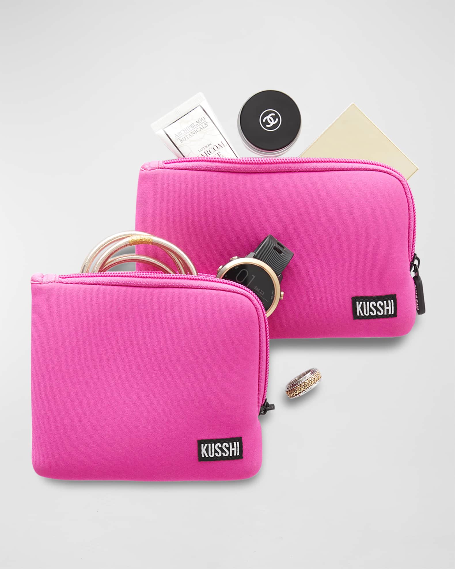 KUSSHI On-The-Go Pouch Set, Pink