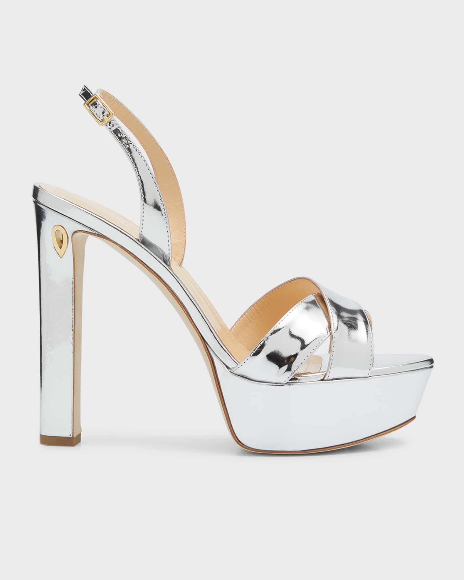 Jennifer Chamandi Leonardo Metallic Slingback Platform Sandals | Neiman ...