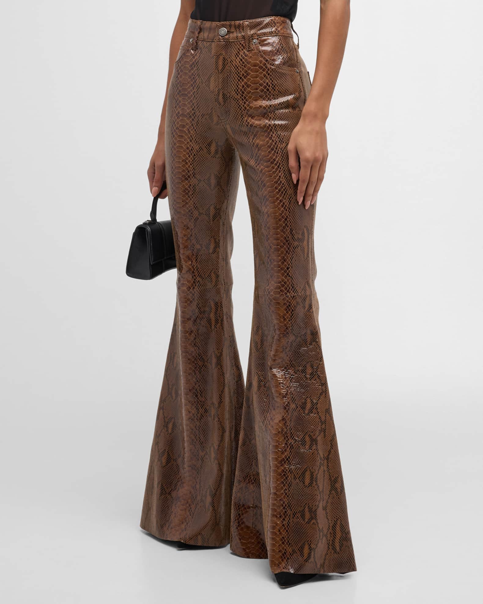 Snakeskin bell bottom pants new arrivals