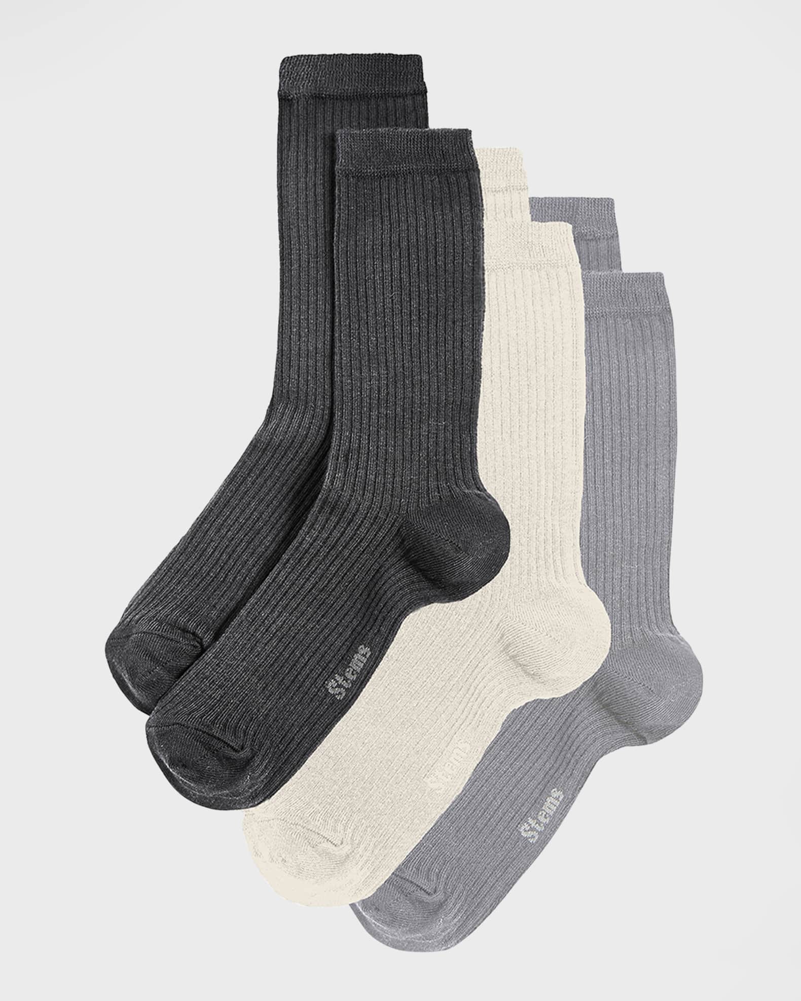 Cashmere Cotton Crew Socks 3 Pack