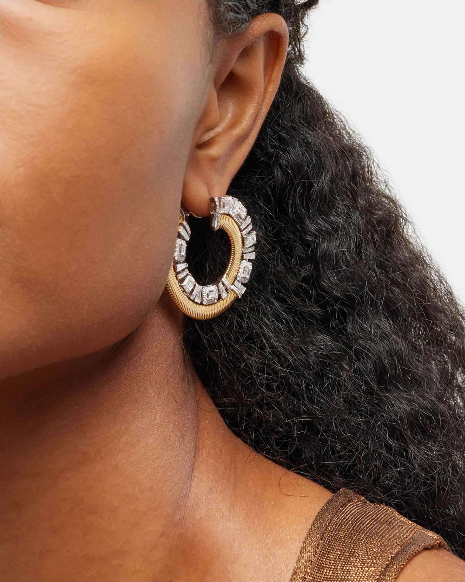 Nikos Koulis 18K Yellow Gold Diamond Hoop Earrings | Neiman Marcus