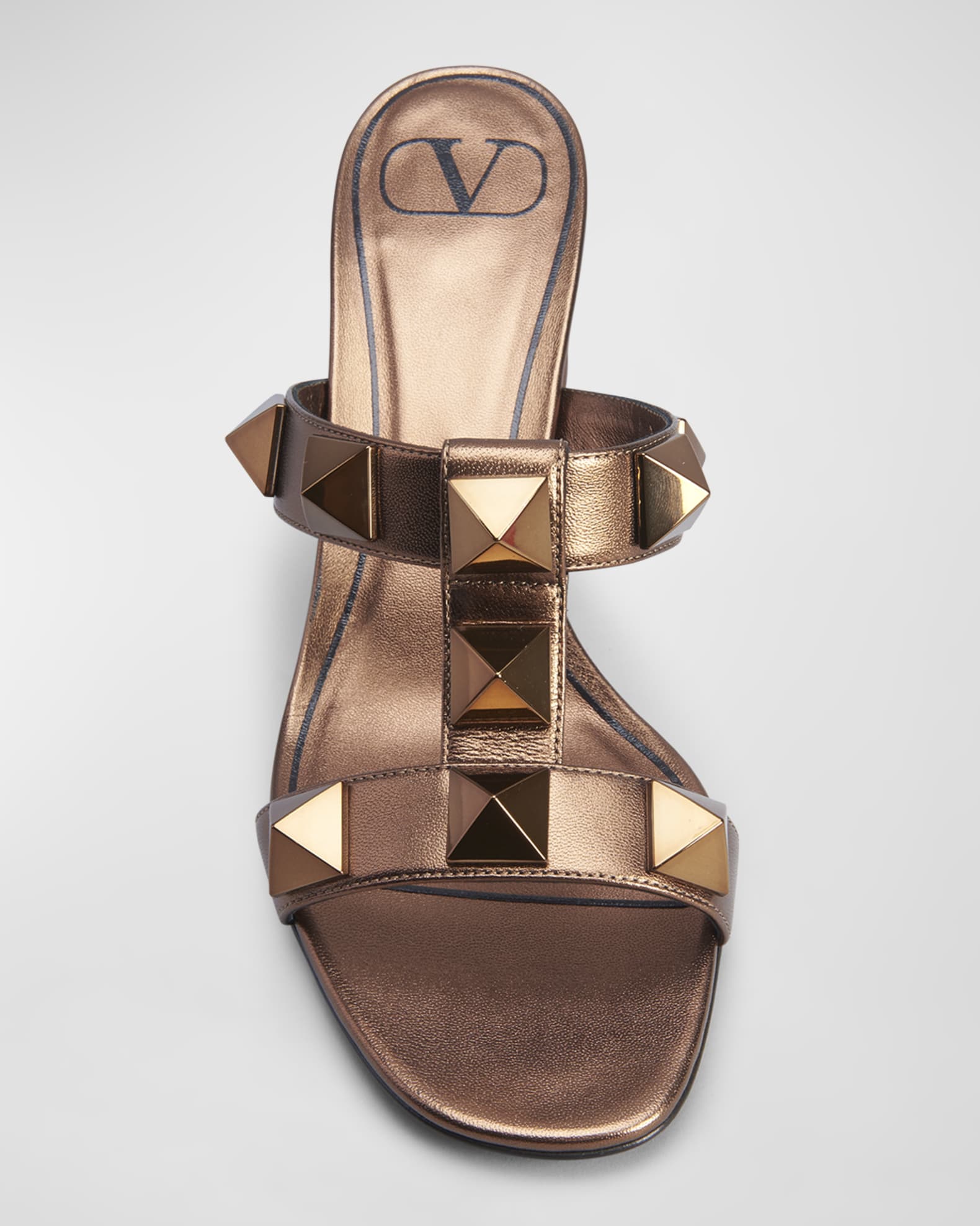 Valentino Garavani Roman Stud Heeled Slide Sandals | Neiman Marcus