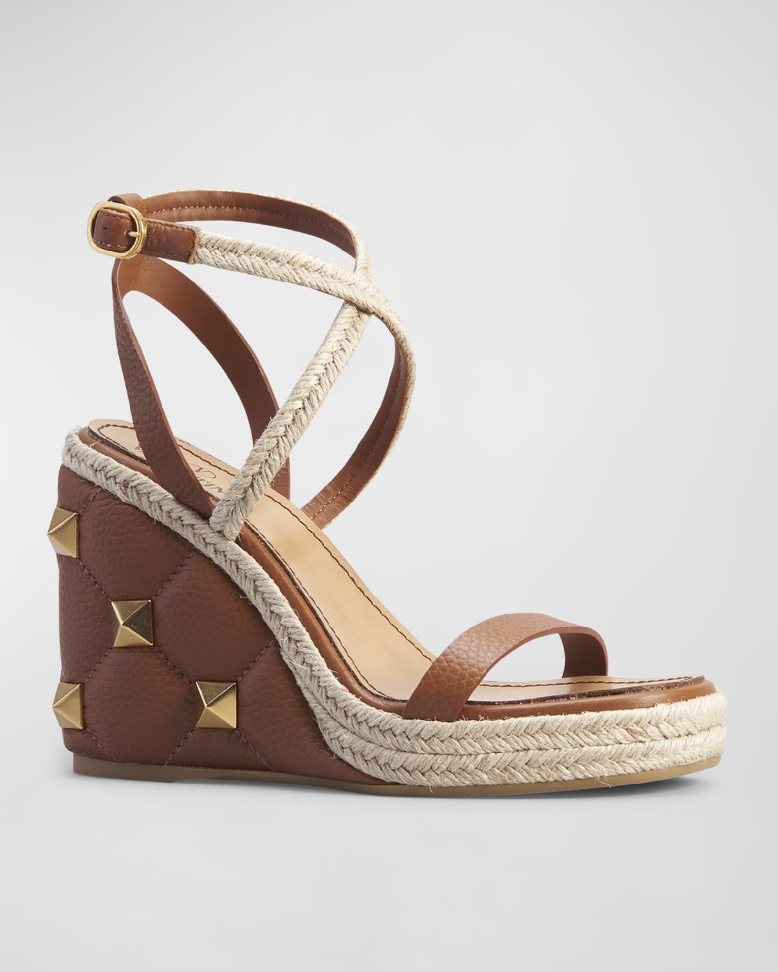 Valentino Garavani Roman Stud Quilted Wedge Espadrilles Neiman Marcus