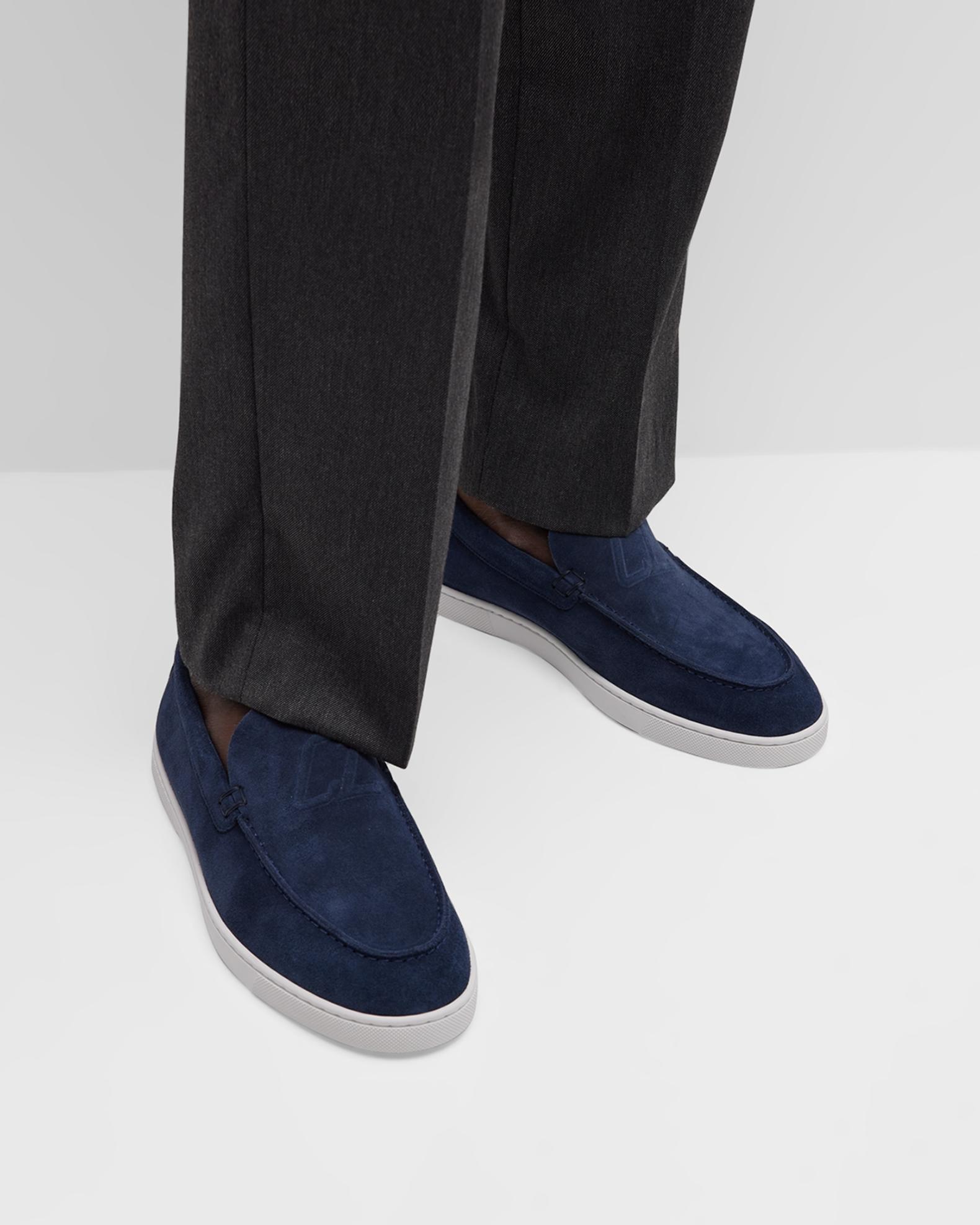 Christian Louboutin Men\'s Blue Velvet Loafers with Red Sole Christian Louboutin Men main image 4
