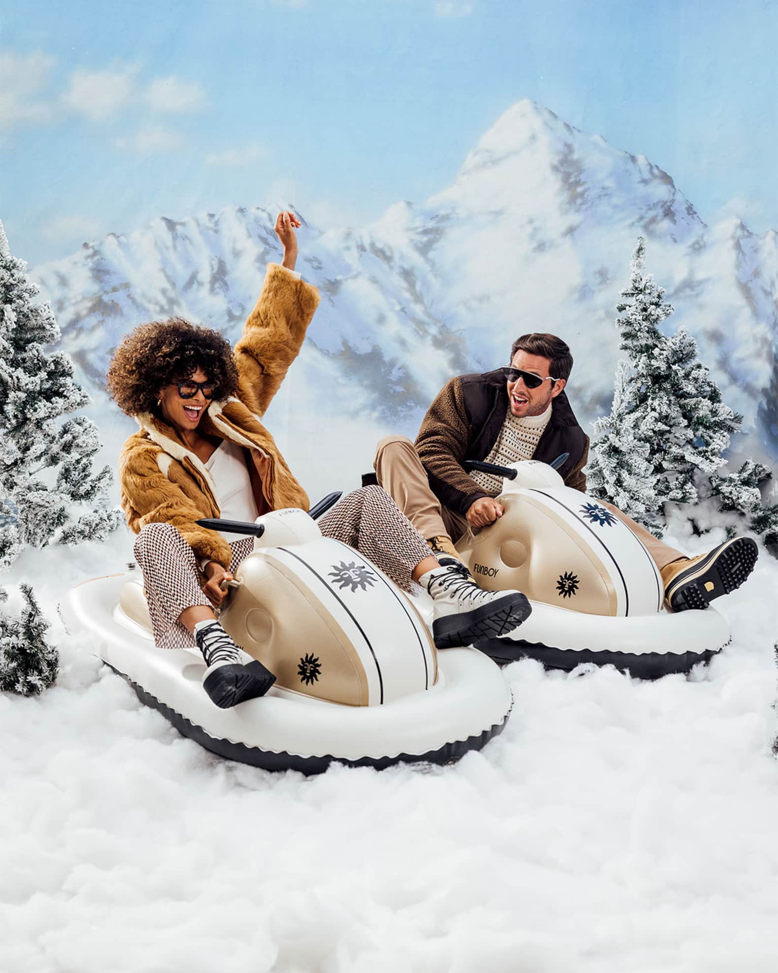 Funboy Metallic Champagne Snowmobile Inflatable Snow Sled | Neiman Marcus