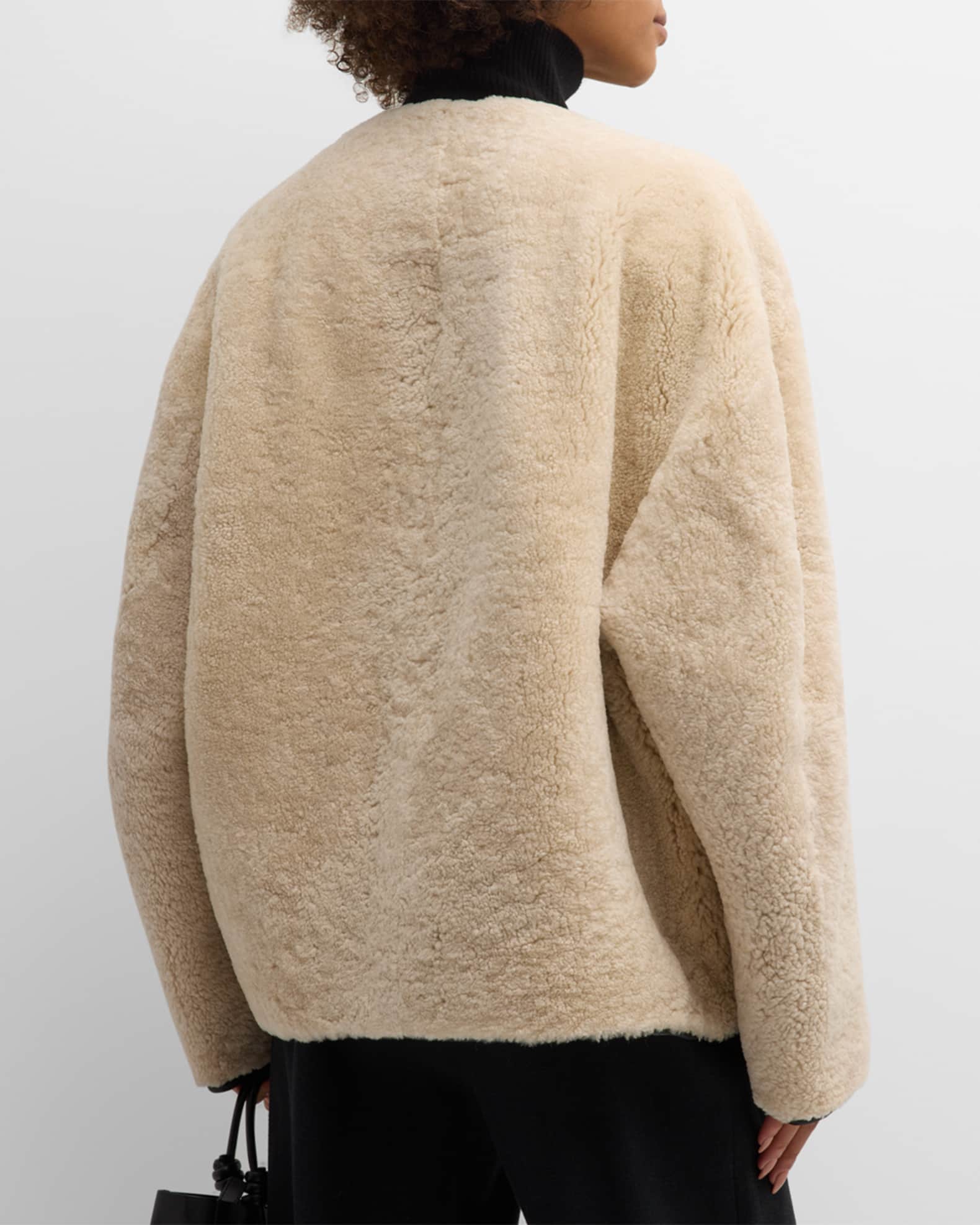 Toteme Sheep Shearling Clasp Single-Breasted Teddy Jacket | Neiman Marcus
