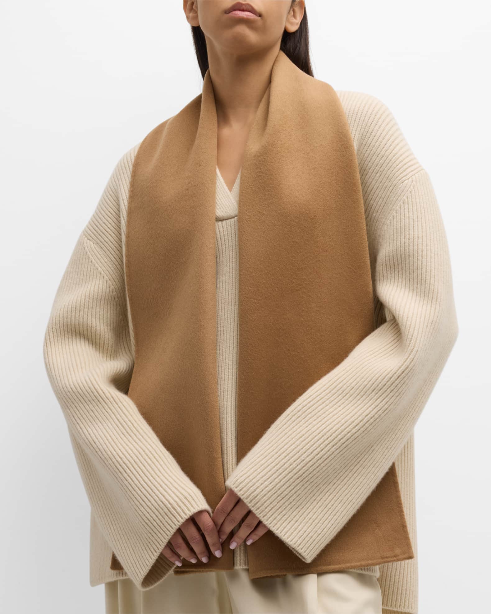 Long Double Cashmere-Blend Scarf  1